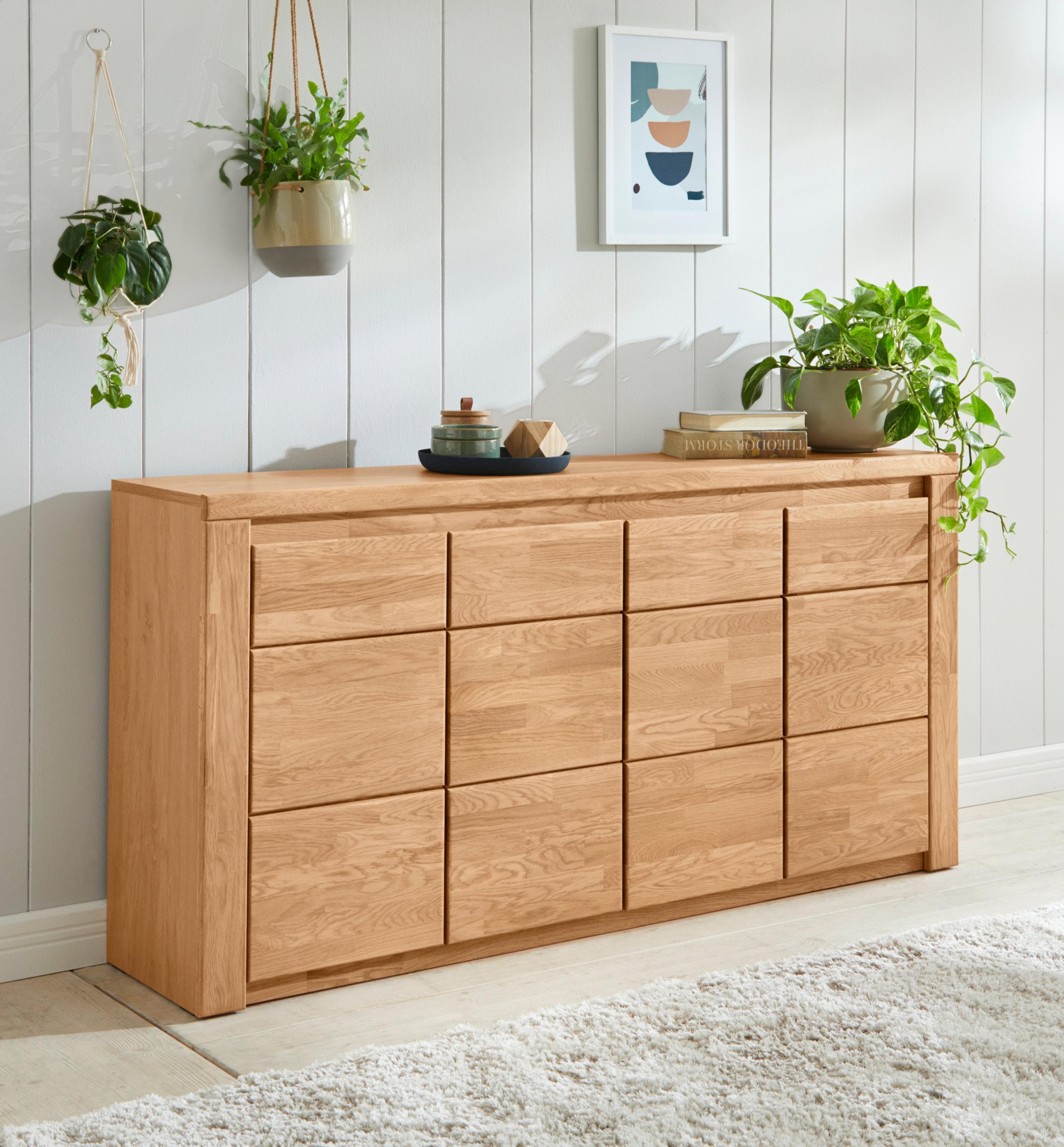 OTTO HOME Sideboard Burani Eiche teilmassiv Grifflose Optik