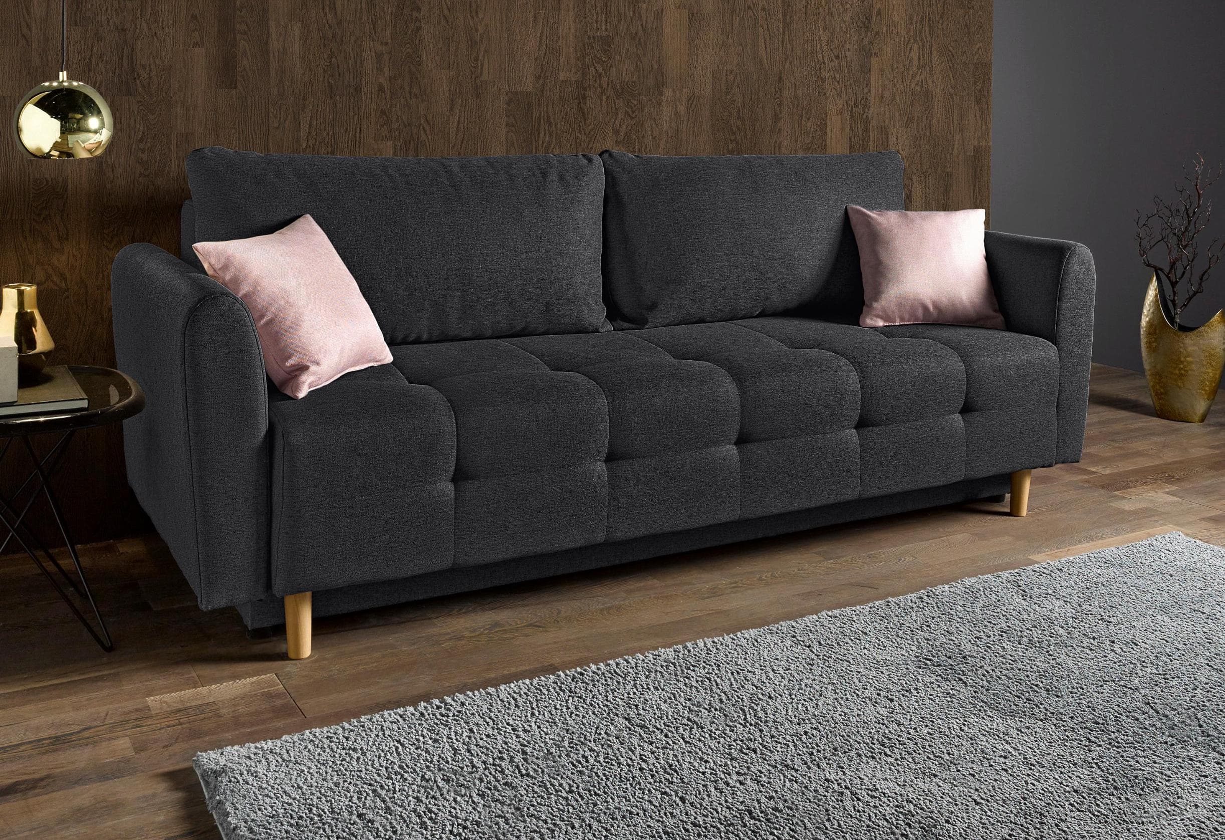 HOME AFFAIRE Schlafsofa Nordic Grau mit Bettkasten