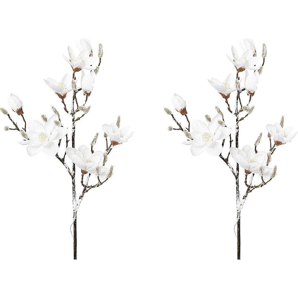 Kaiserkraft Magnolie beschneit mit 15 LEDs, 2er-Set, 115 cm
