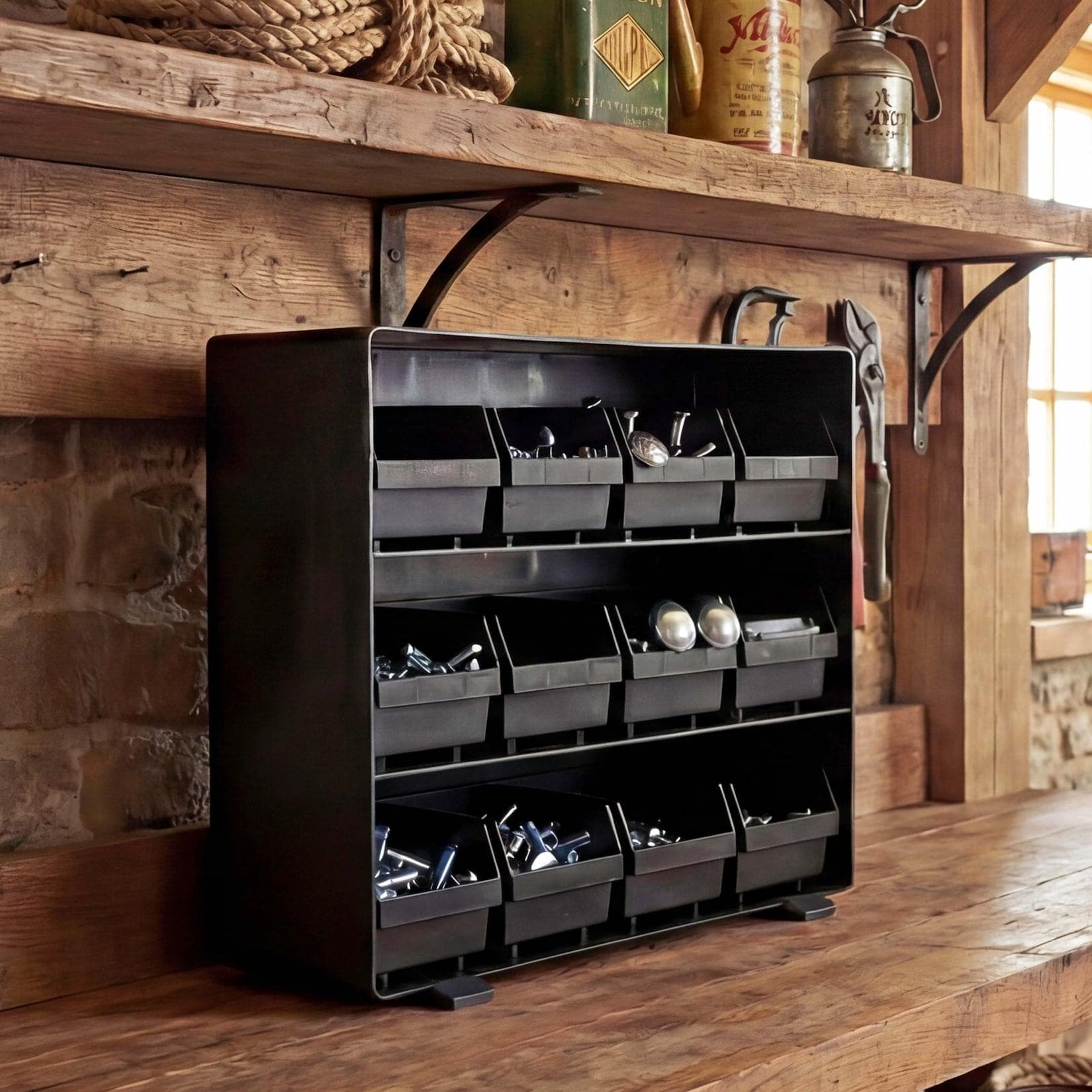 MCW Aufbewahrungsbox MCW-M10 Schwarz 12 Fächer Lagersystem
