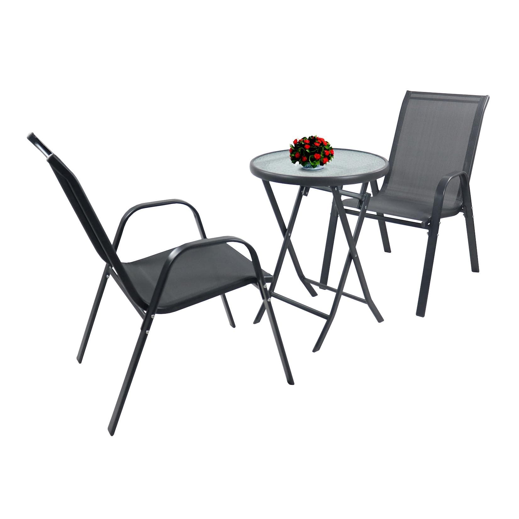 VCM 3-tlg. Gartenmöbel Set mit klappbarem Tisch und 2 Stühlen
