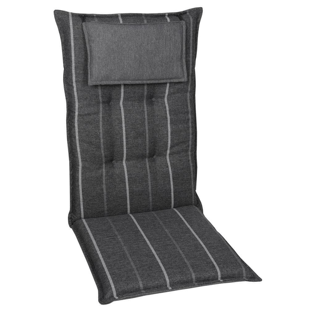 XXXLutz Sesselauflage Anthrazit Grau Textil Streifen 50x7x120 cm Outdoor-Kissen