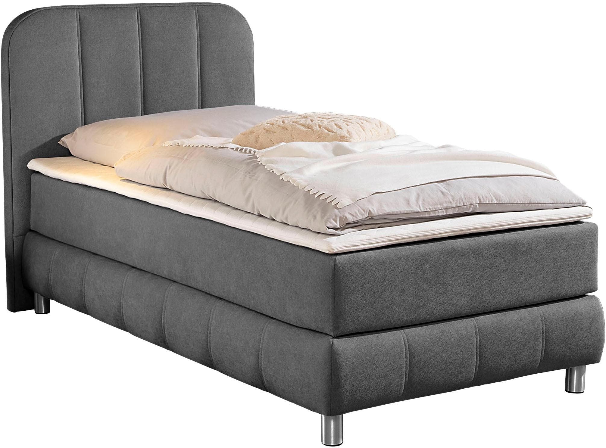 Home Affaire Boxbett anthrazit mit Topper und Bonnell-Matratze