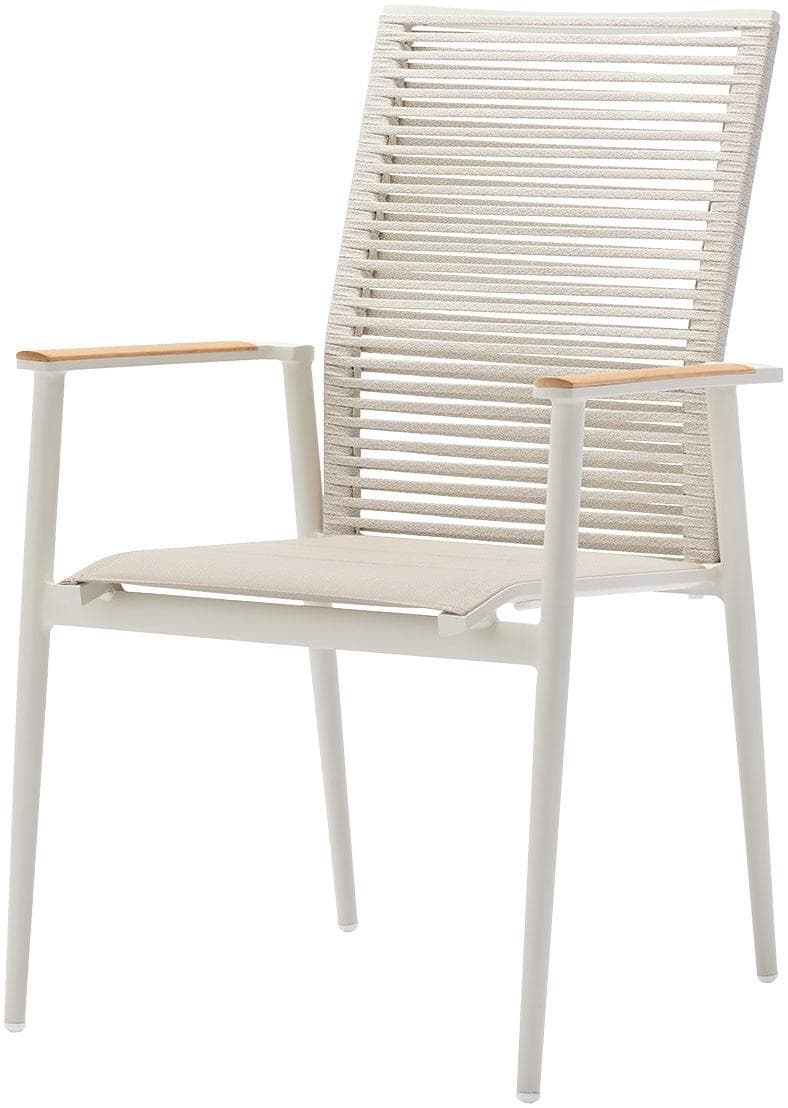 MUSTERRING Freilicht Armlehnstuhl Beige/Weiss Aluminium
