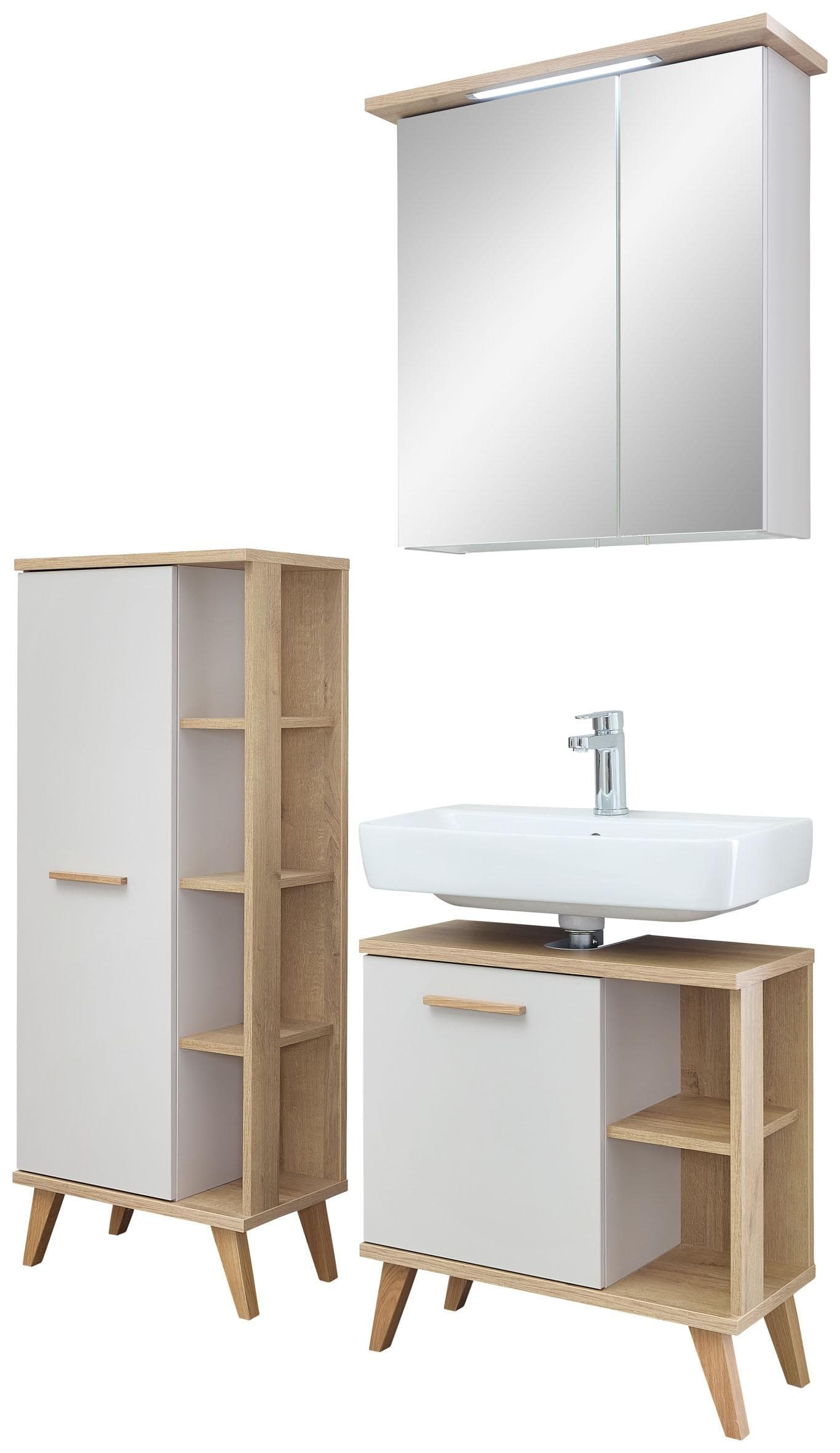 Badmöbel-Set SAPHIR 4-teilig mit Soft-Close Türen Kaschmir Matt
