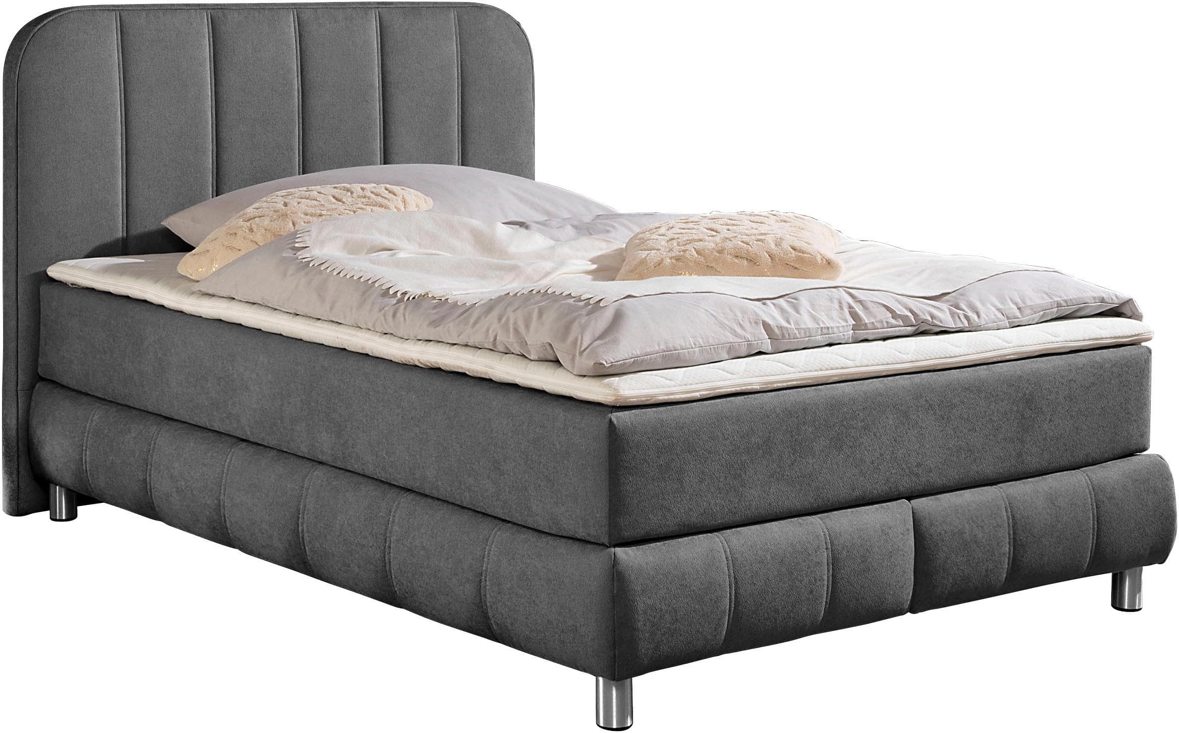 Home Affaire Boxbett anthrazit mit Topper und Bonnellmatratze