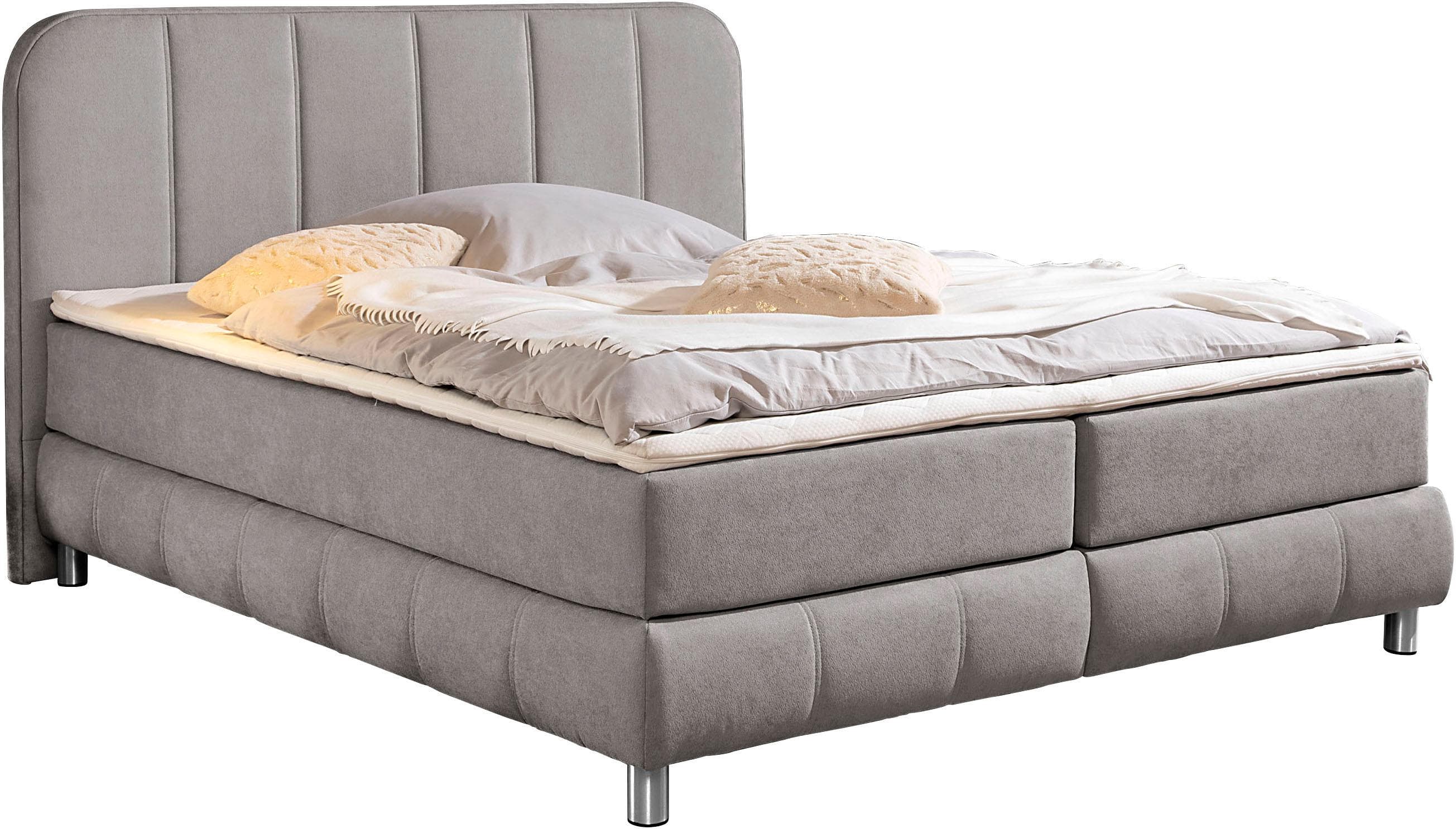 Home Affaire Boxbett grau mit Topper und Federkernmatratze