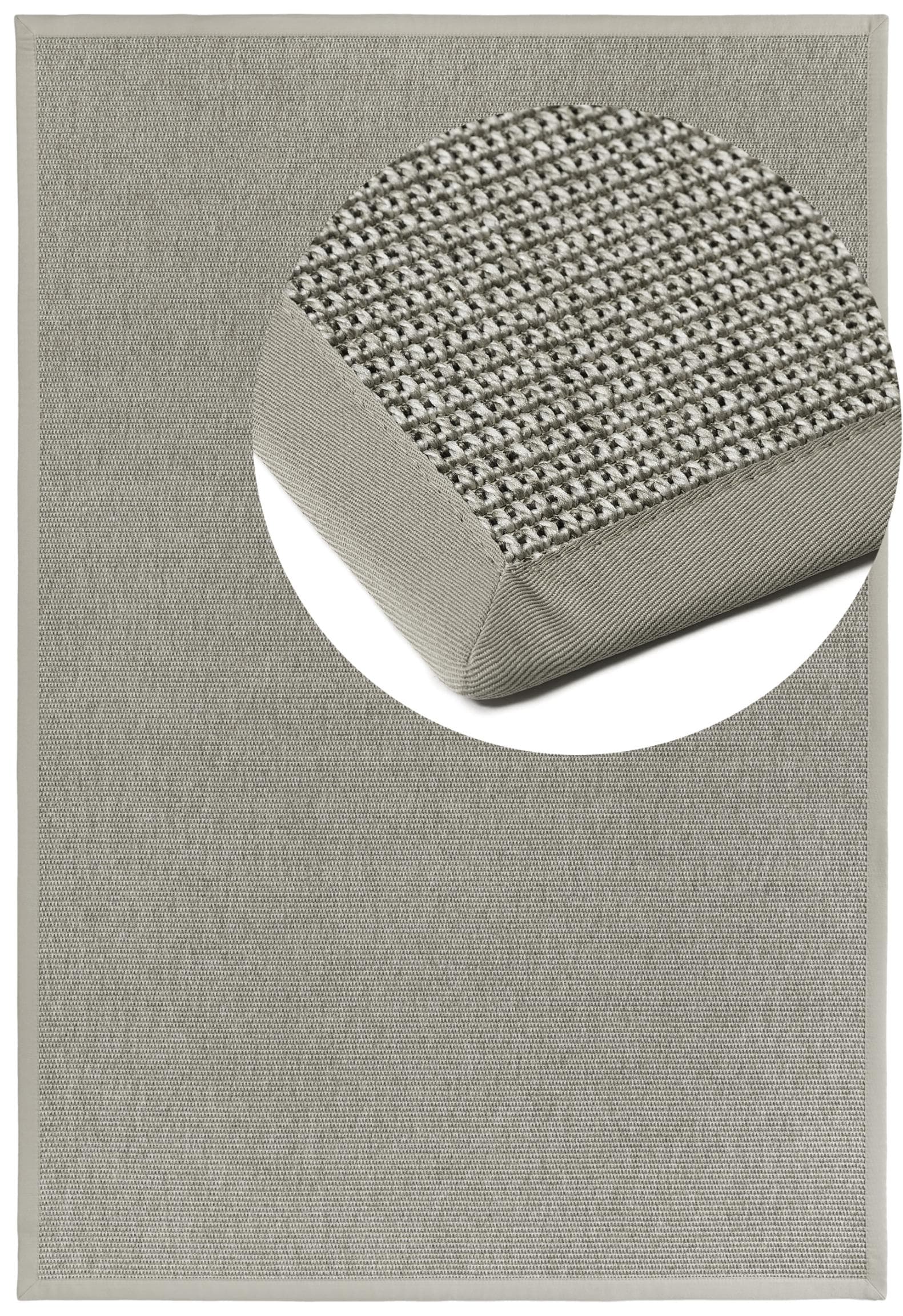Teppich DEKOWE Basic S2 Twill Sisaloptik Silberfarben