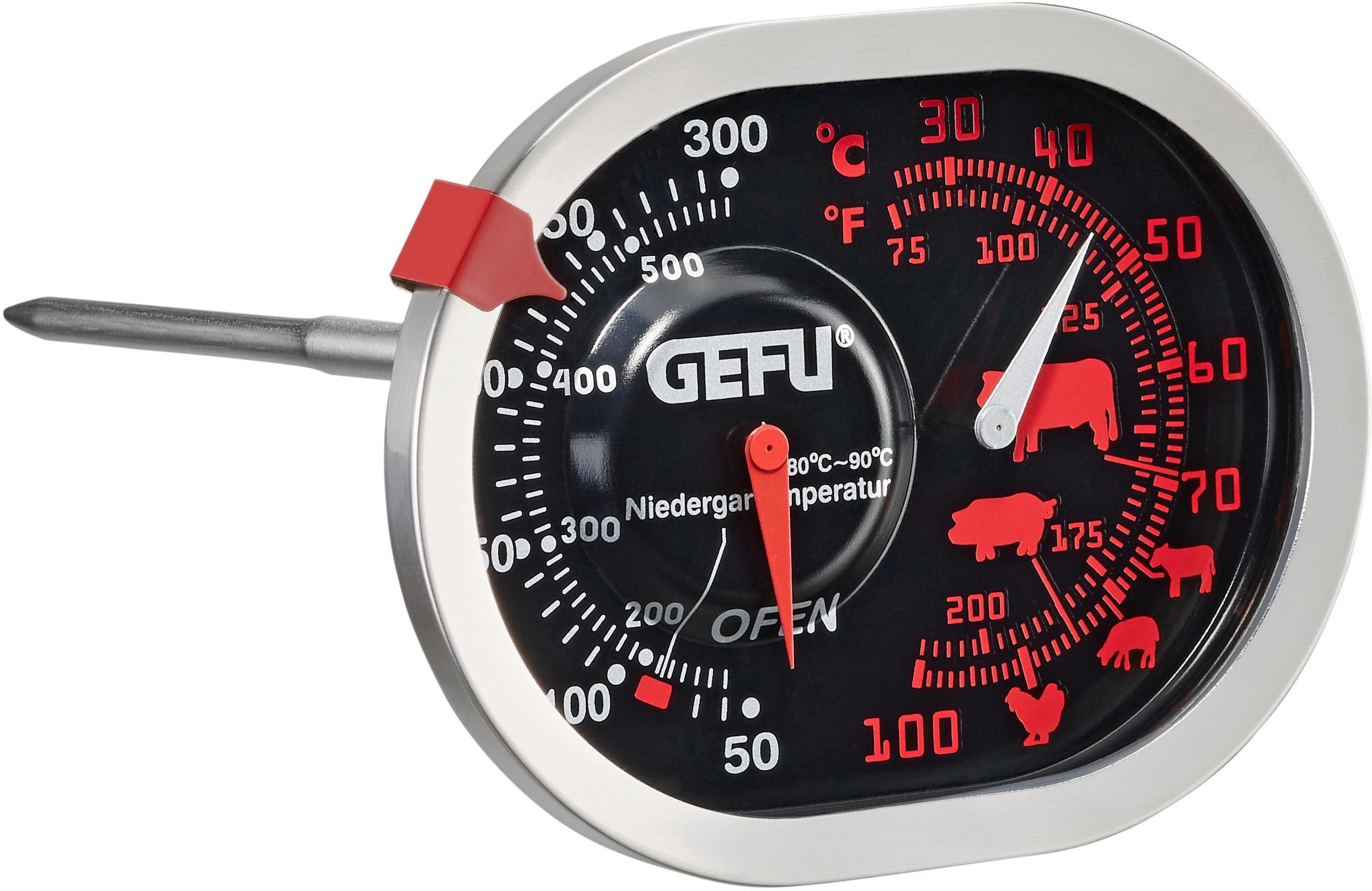 GEFU Bratenthermometer MESSIMO 3in1 Edelstahl Rot