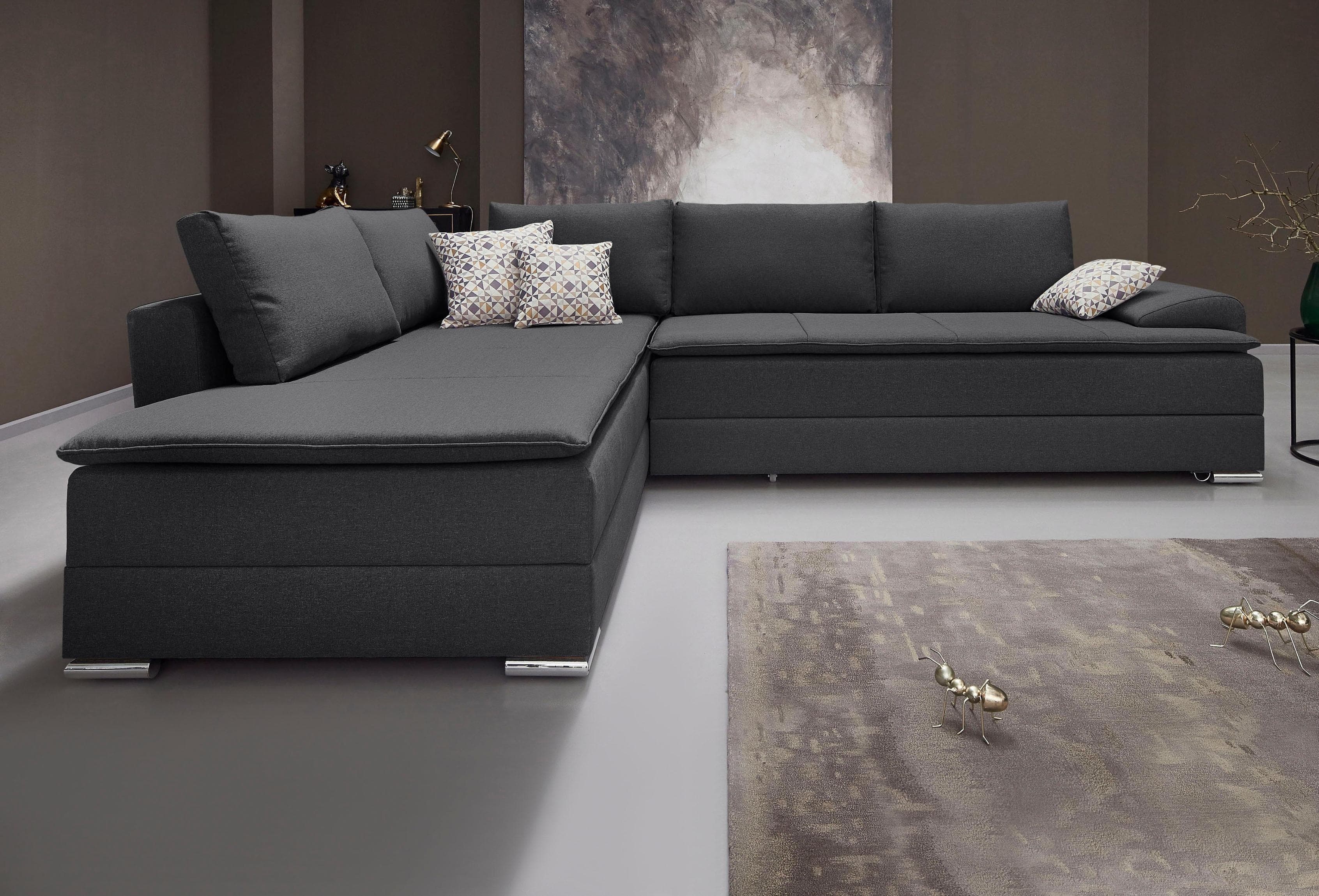 HOME AFFAIRE Ecksofa Night & Day L-Form Anthrazit mit Bettfunktion