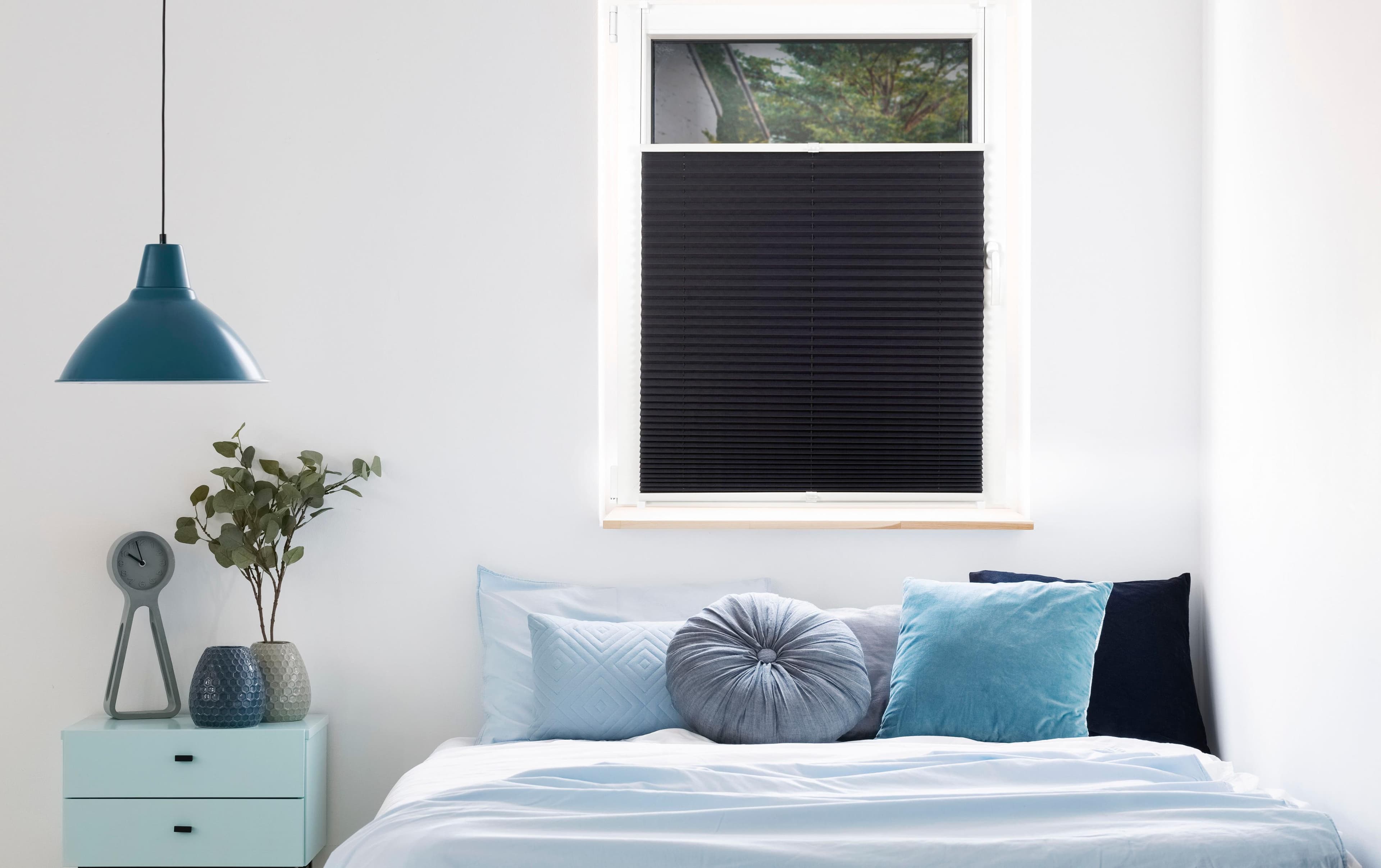mydeco Plissee Free Grau Weiß Klemmfix 50x130cm