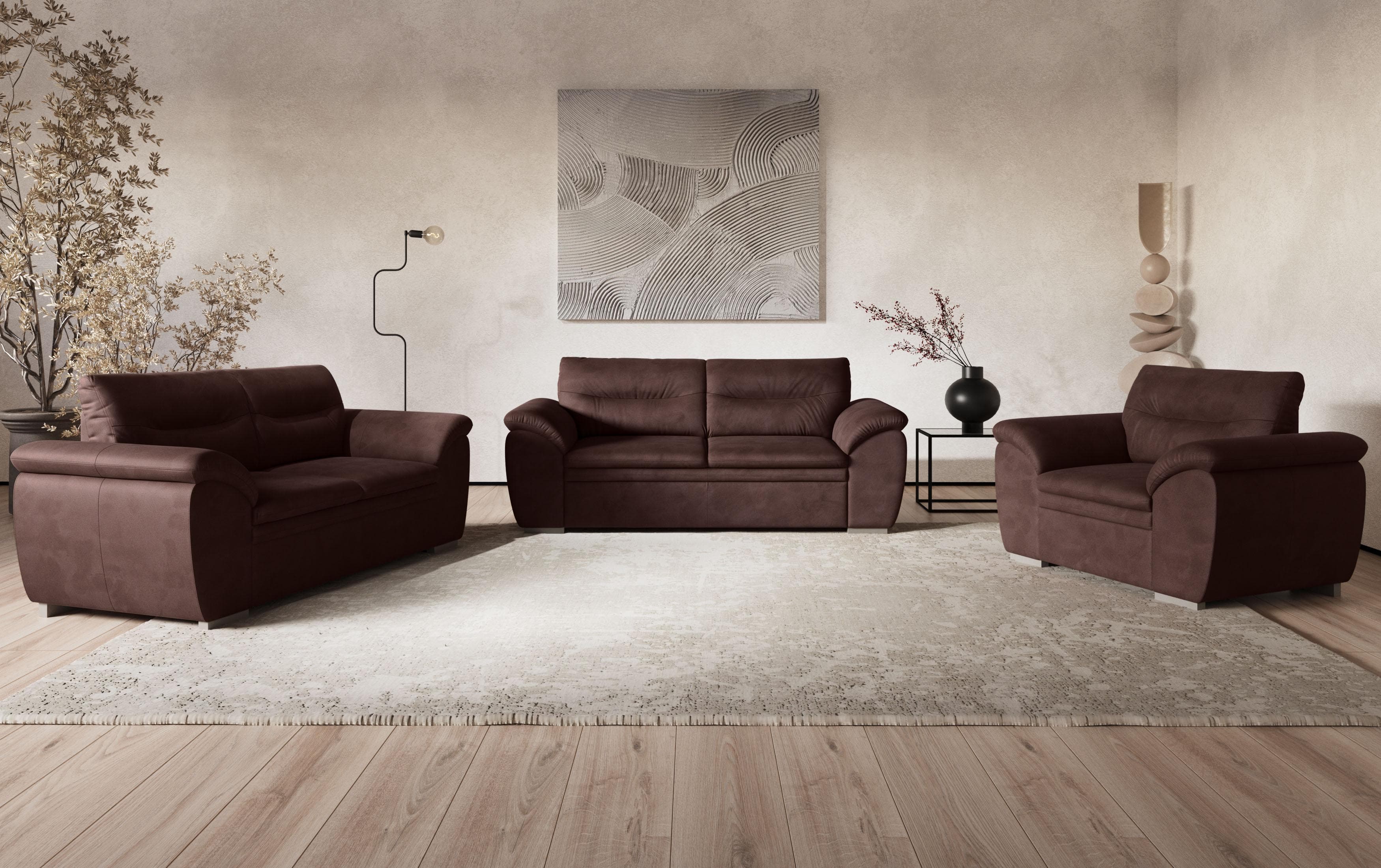 COTTA Polstergarnitur Leandra Braun 2-Sitzer & 2,5-Sitzer Luxus-Microfaser