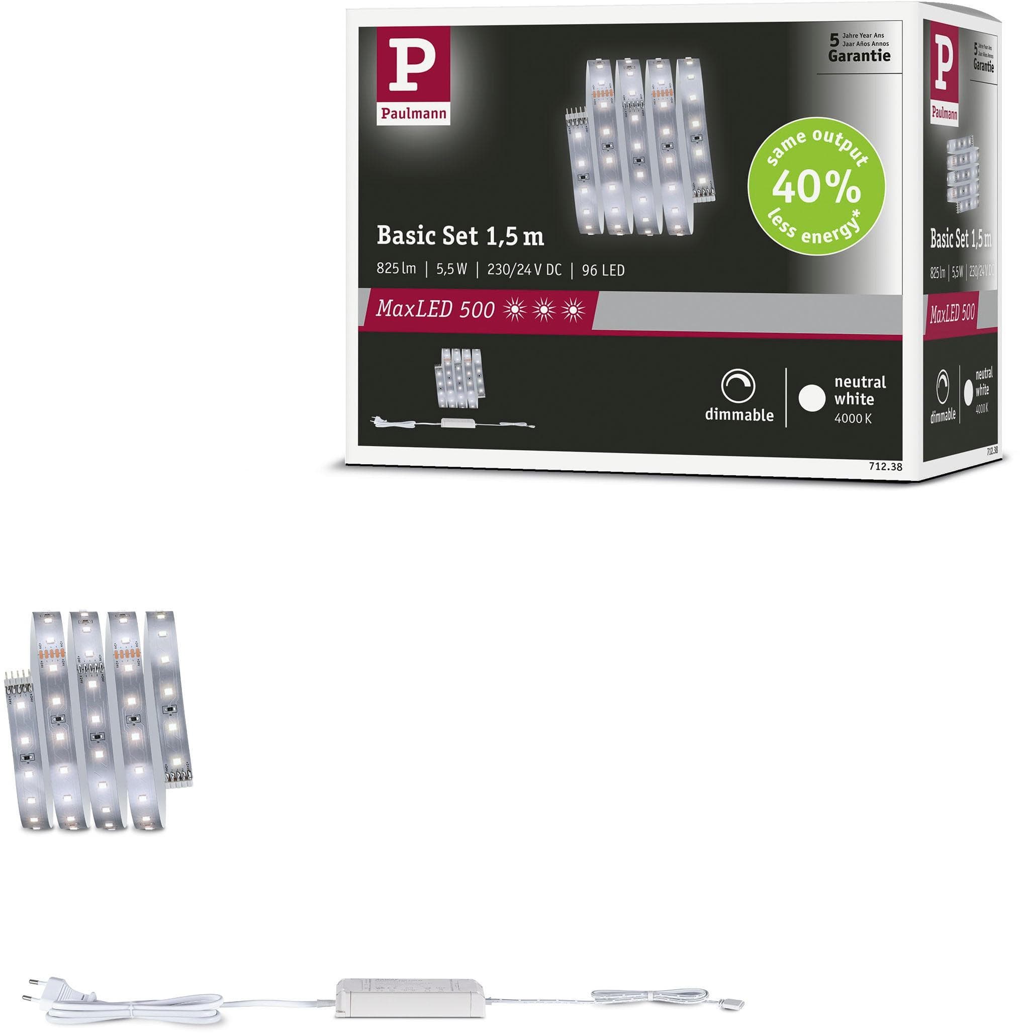 PAULMANN LED-Streifen 'MaxLED 500 LED Strip Neutralweiß Basisset'