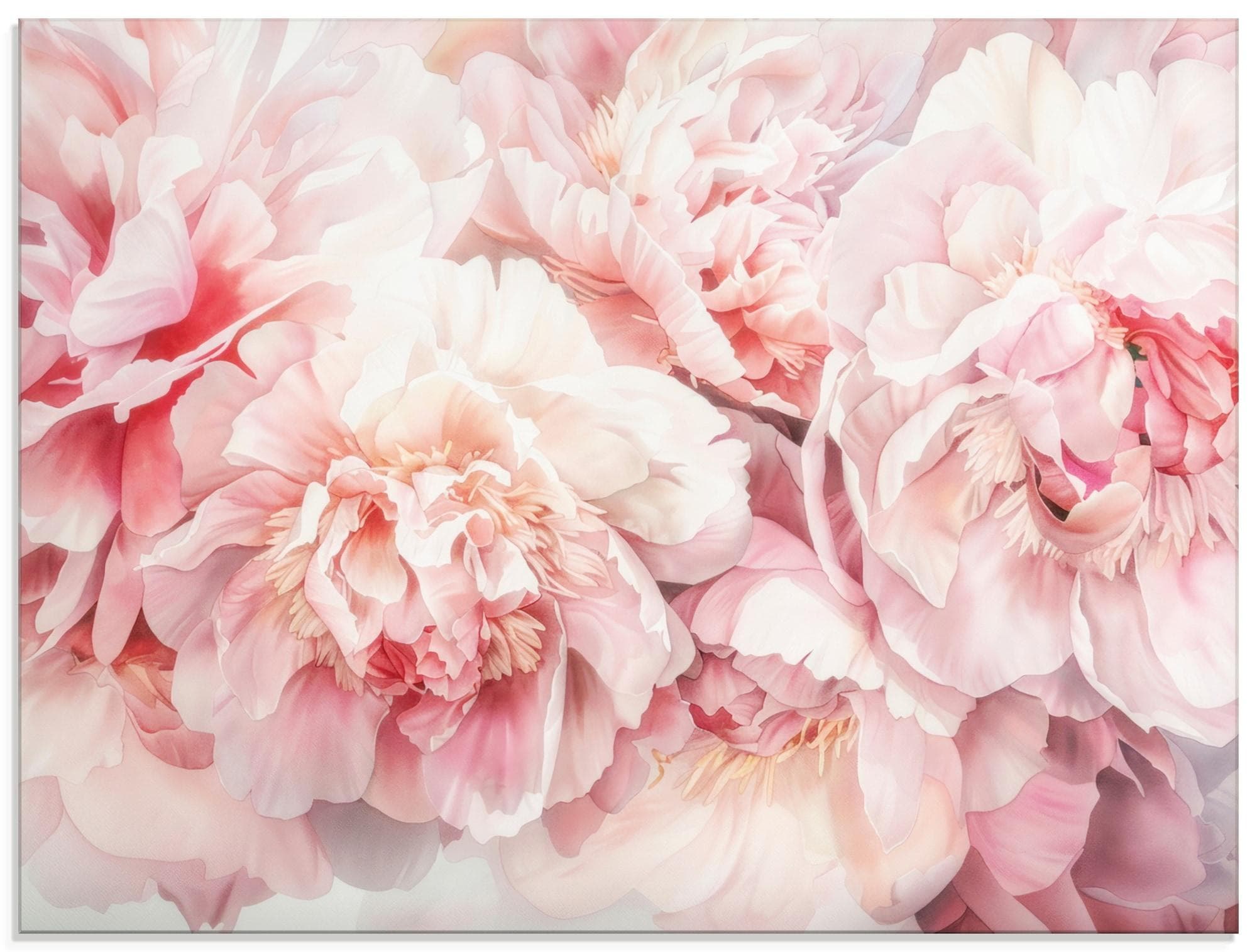 Artland Glasbild Rosa Pfingstrosen Aquarell