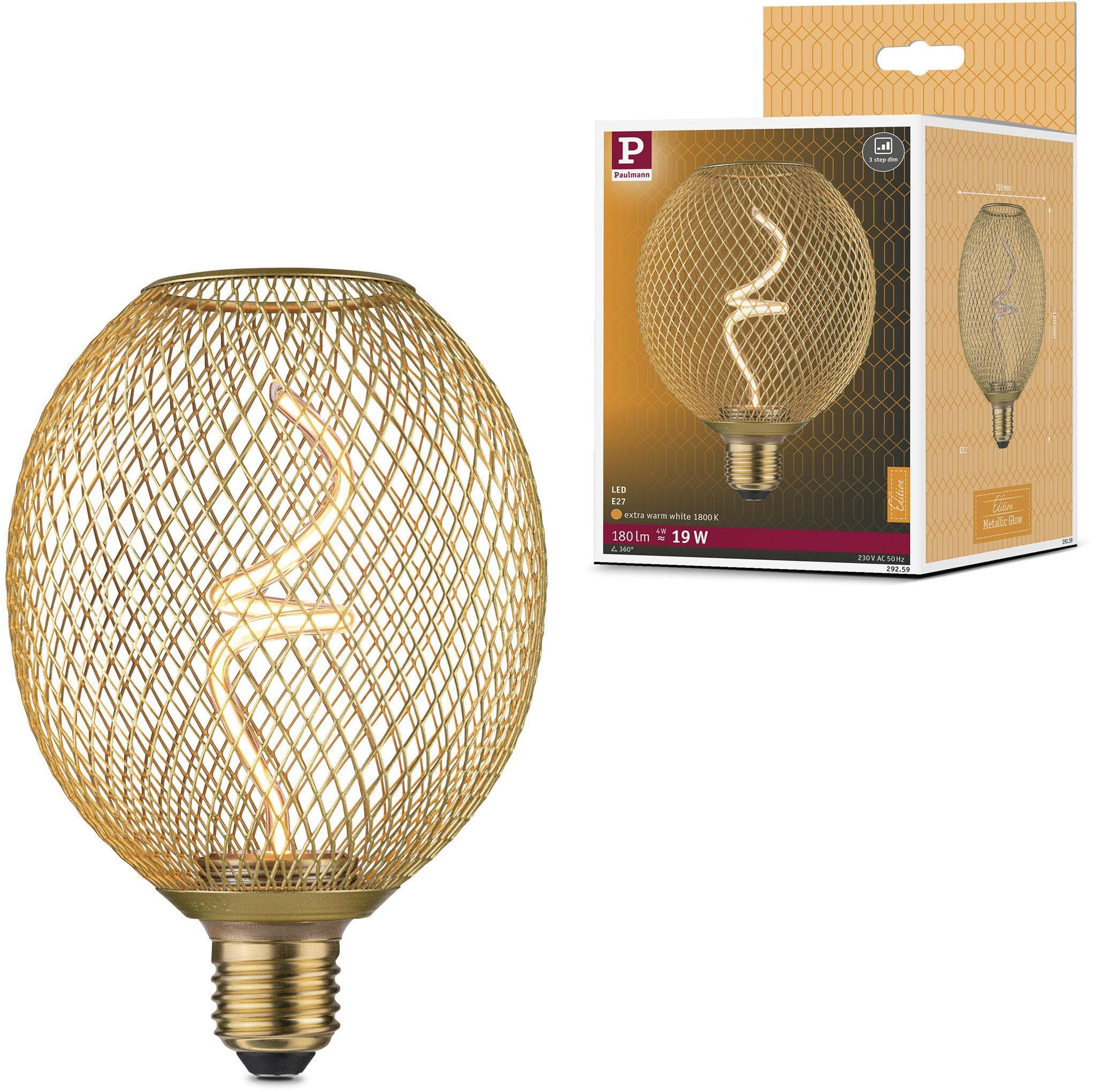 Paulmann LED-Leuchtmittel Metallic Glow E27 dimmbar messingfarben