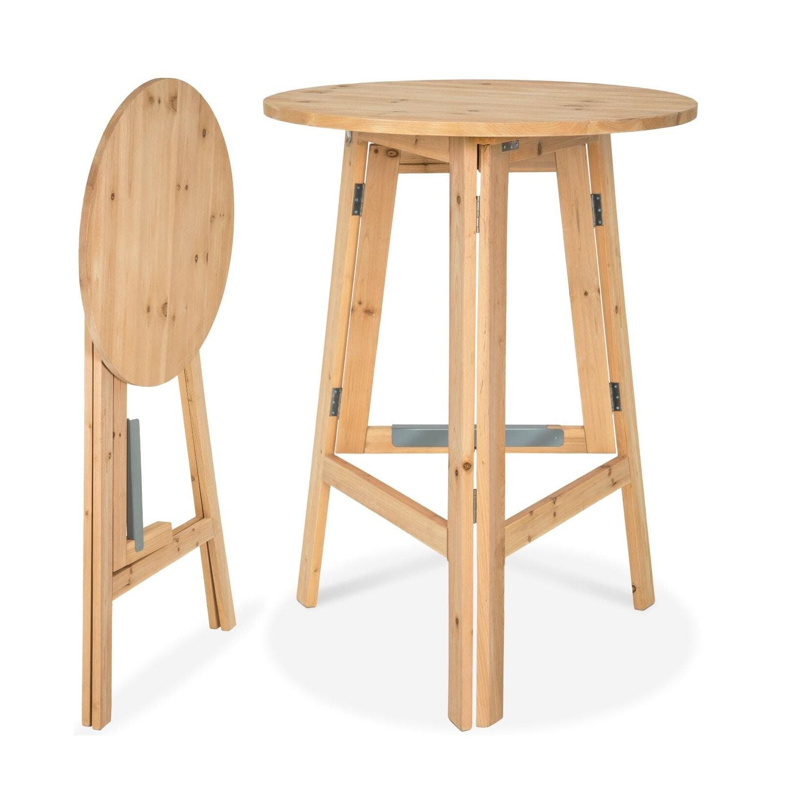 tectake® Stehtisch aus Massivholz rund