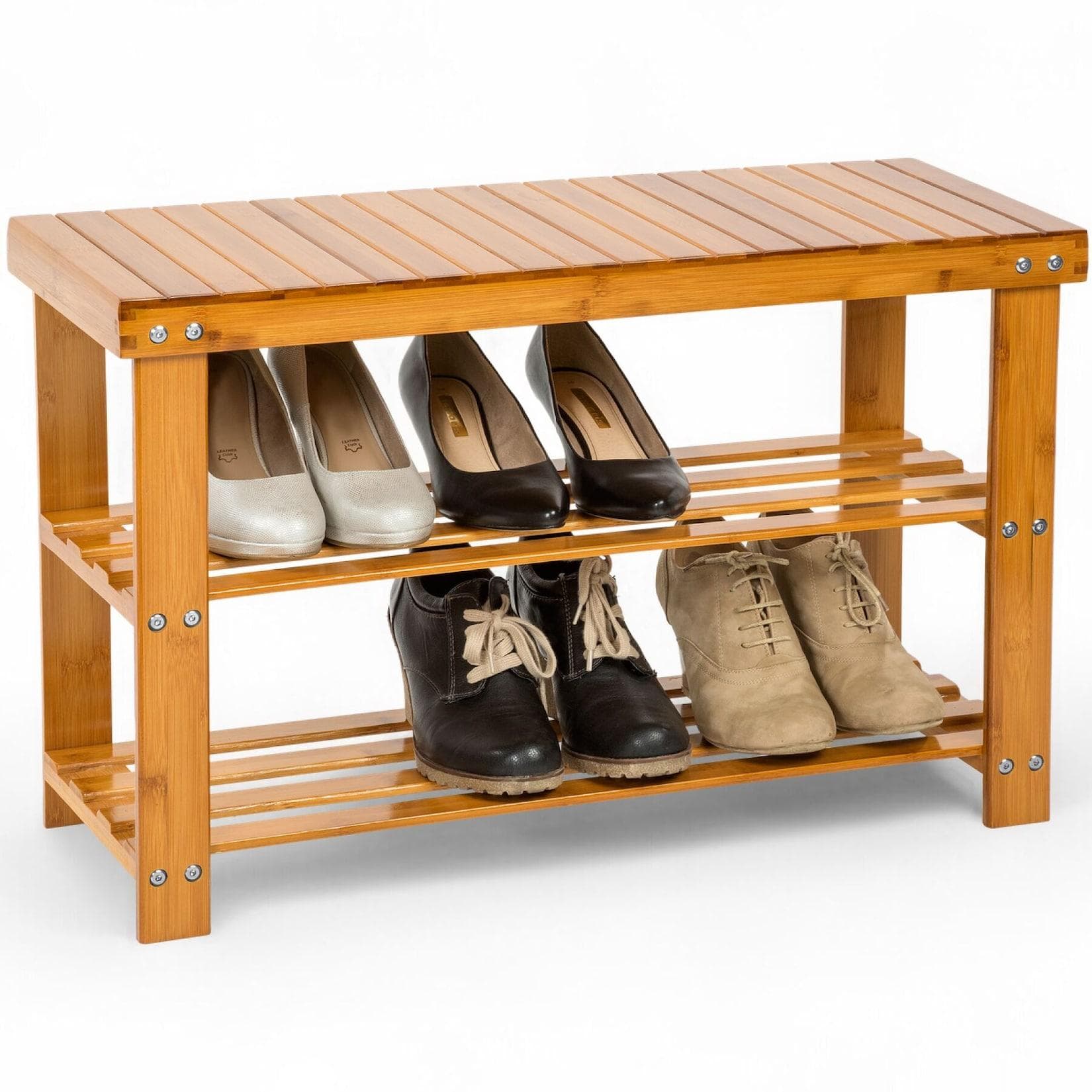 TecTake Schuhbank Bambus mit Sitzbank