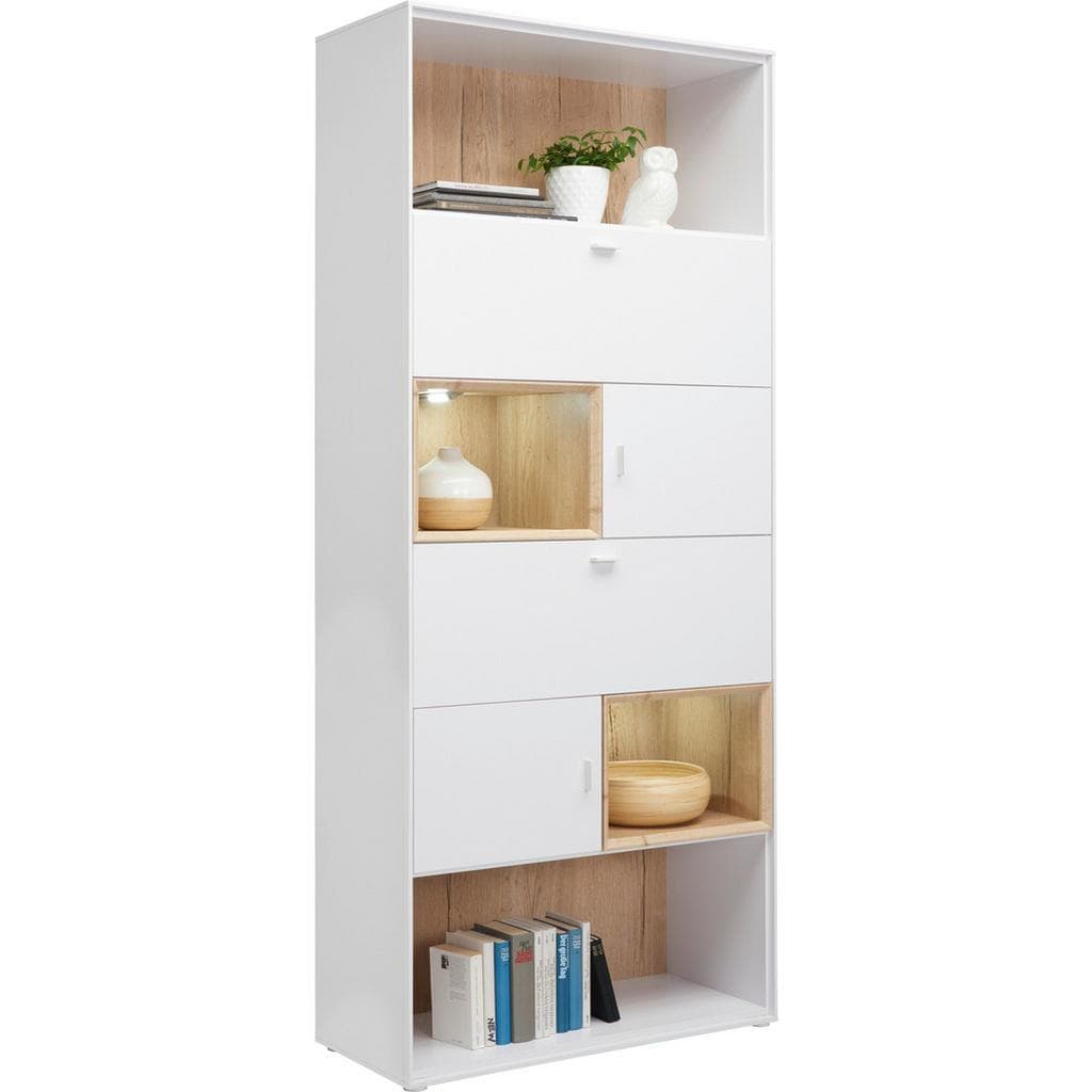 Hom`in Bücherregal Weiß Eiche Metall