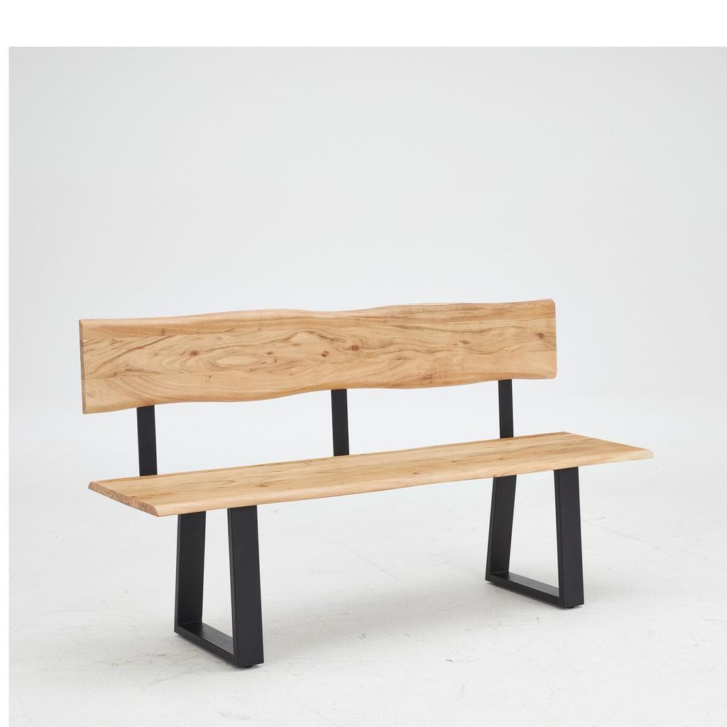 Livetastic Sitzbank Schwarz Akazie Holz Metall 4-Sitzer