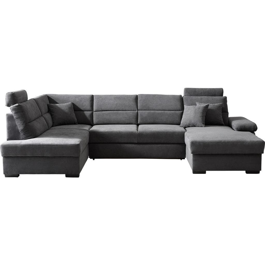 Cantus Wohnlandschaft U-Form 6-Sitzer Anthrazit mit Schlaffunktion