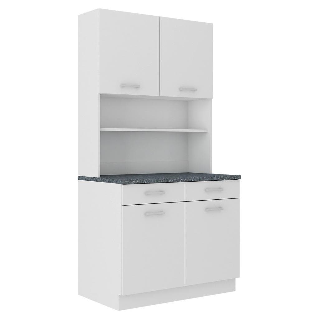 P & B Buffet Weiß Holzwerkstoff 2 Fächer 2 Schubladen 100x200x60 cm