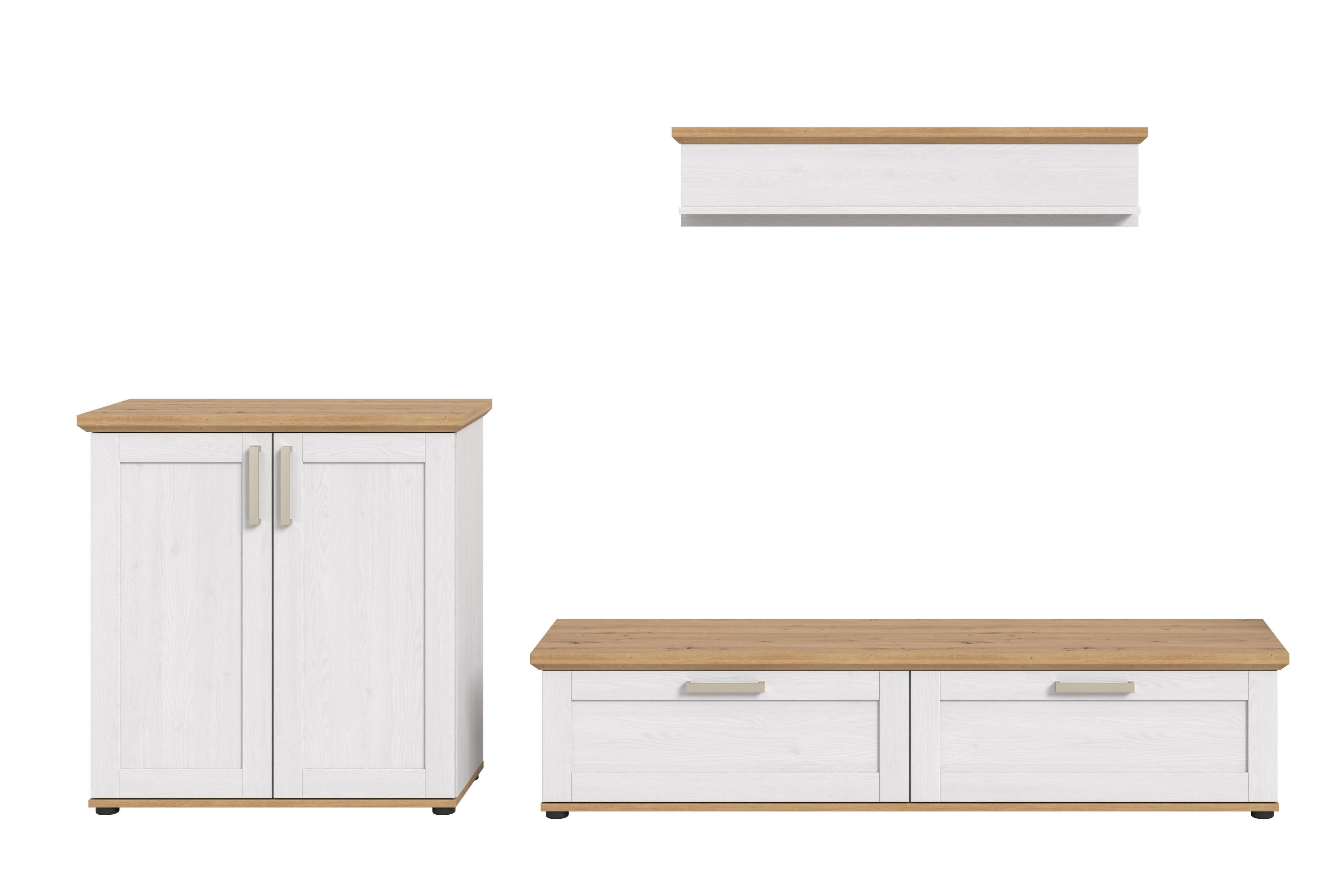 Wohnwand Verona Lärchefarben/Eiche Artisan Braun Holz