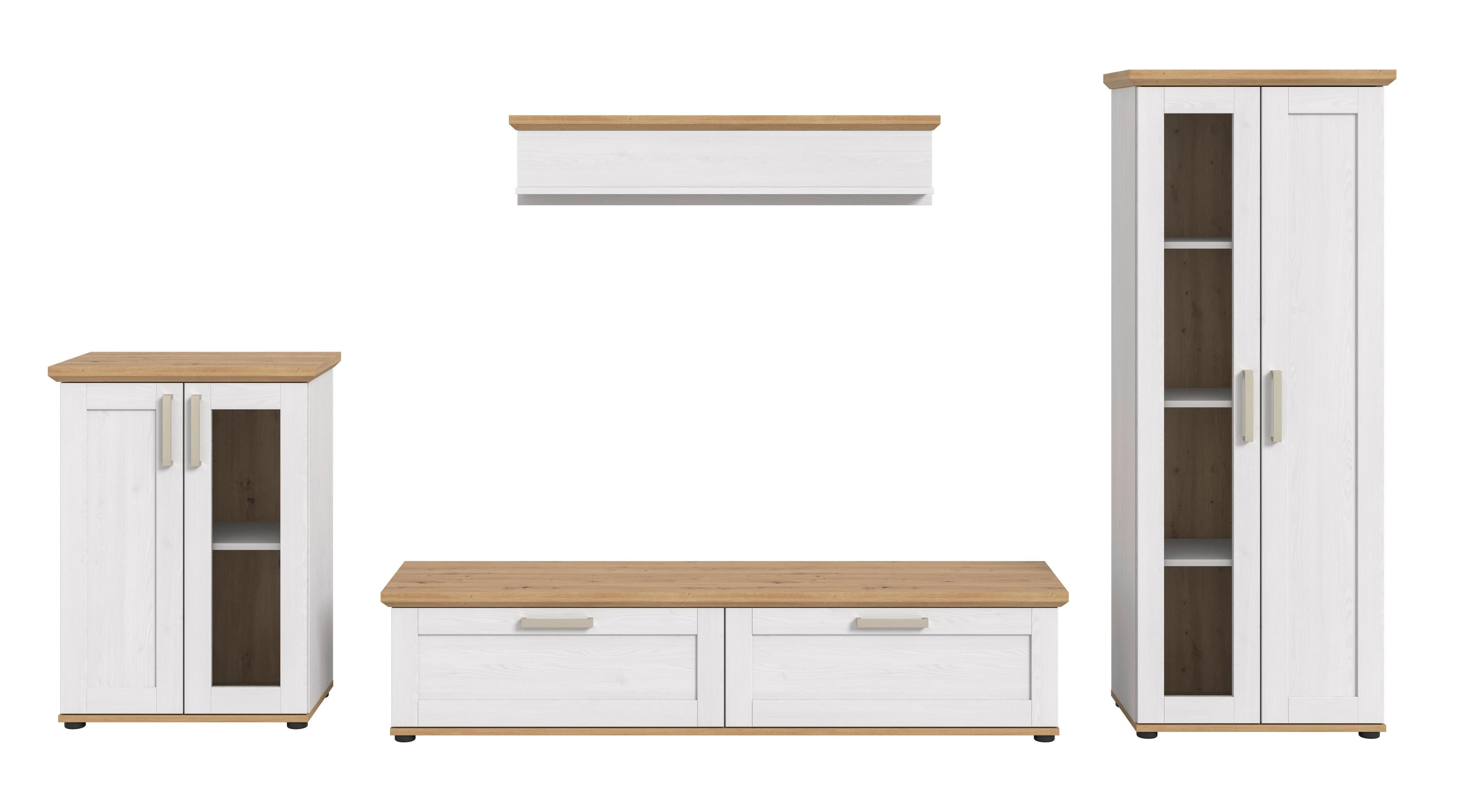 Wohnwand Verona Lärchefarben/Eiche Artisan Braun Holz