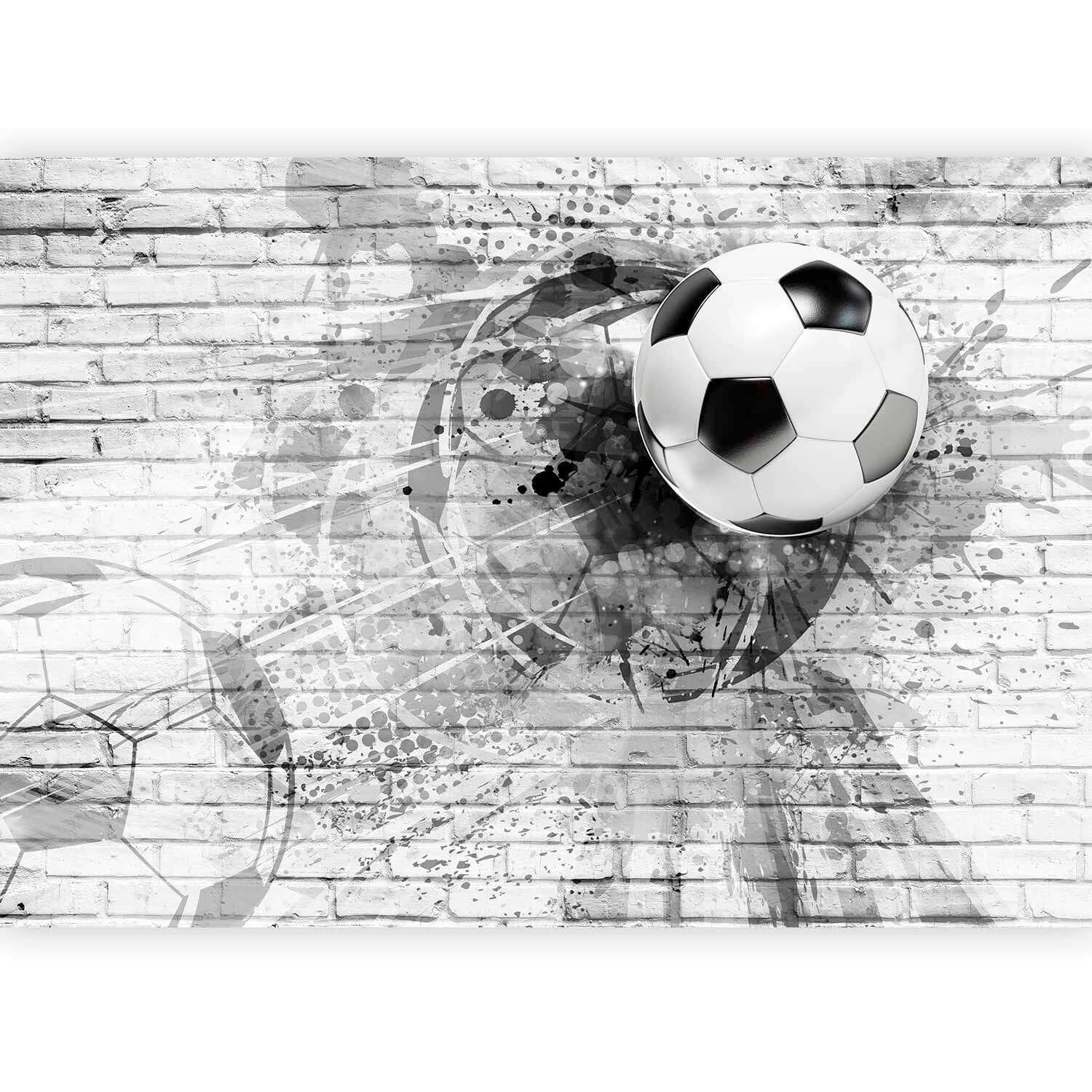 Artgeist Fototapete Dynamic Football Schwarz/Hellgrau