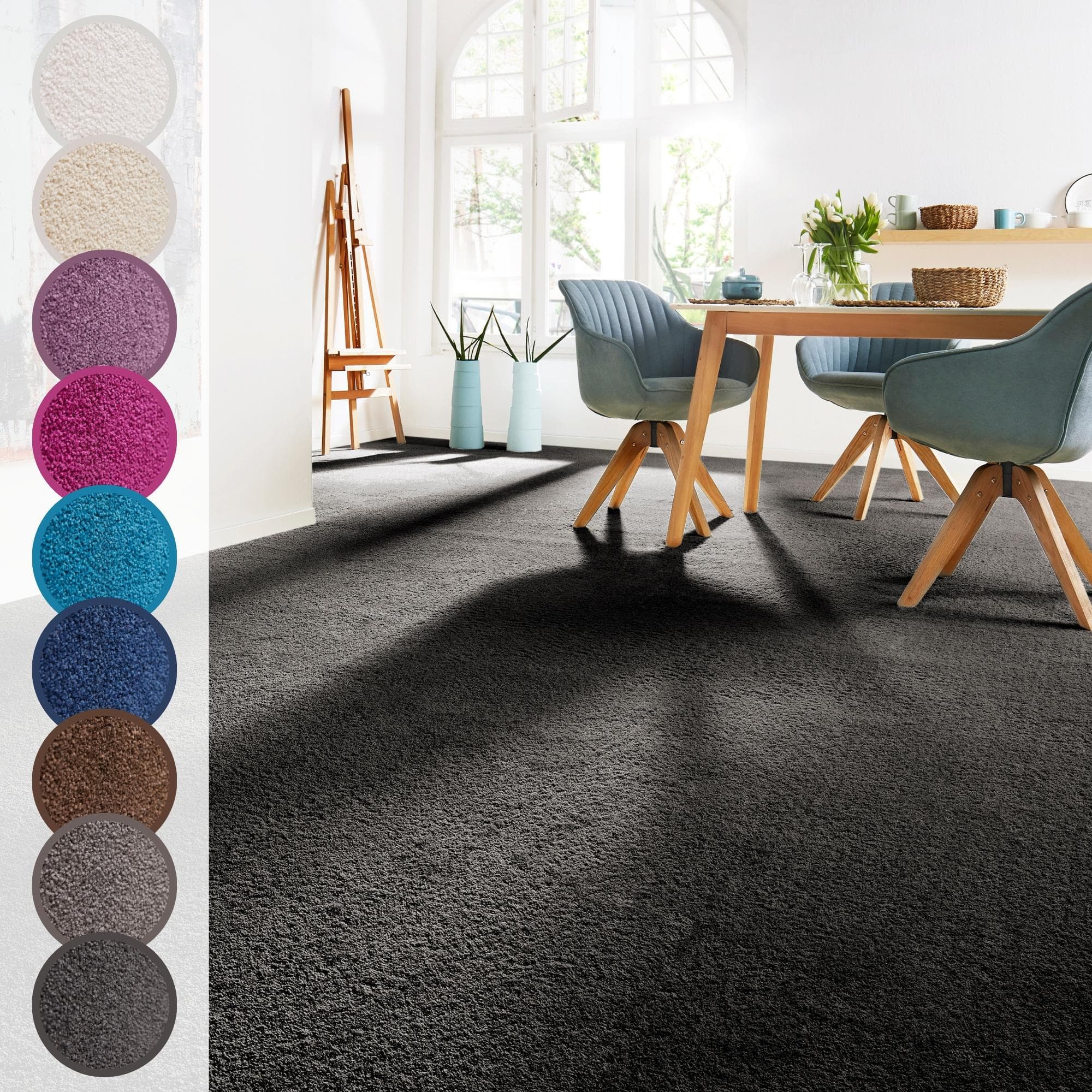 ANDIAMO Sophie Teppichboden Anthrazit Uni Frisee-Velours