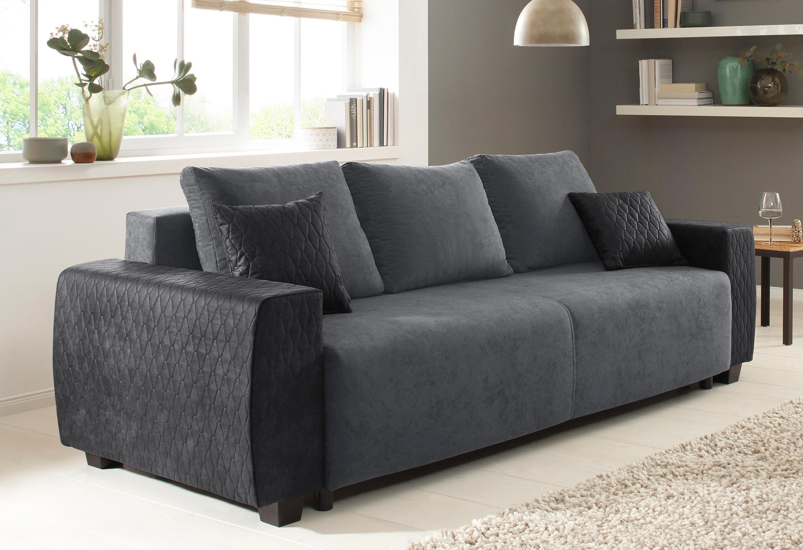 Home Affaire Schlafsofa Bella Grau Vintage-Optik mit Bettfunktion