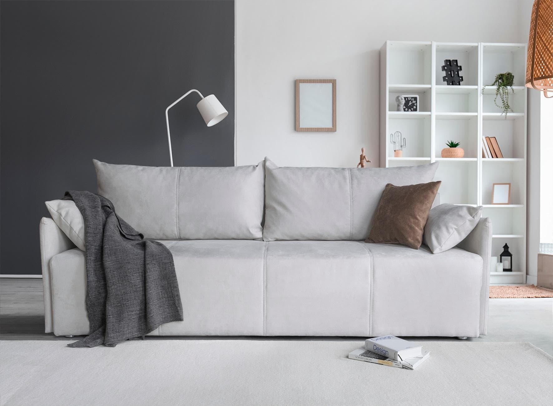 Schlafsofa COLLECTION AB hellgrau mit Bettkasten und Schlaffunktion
