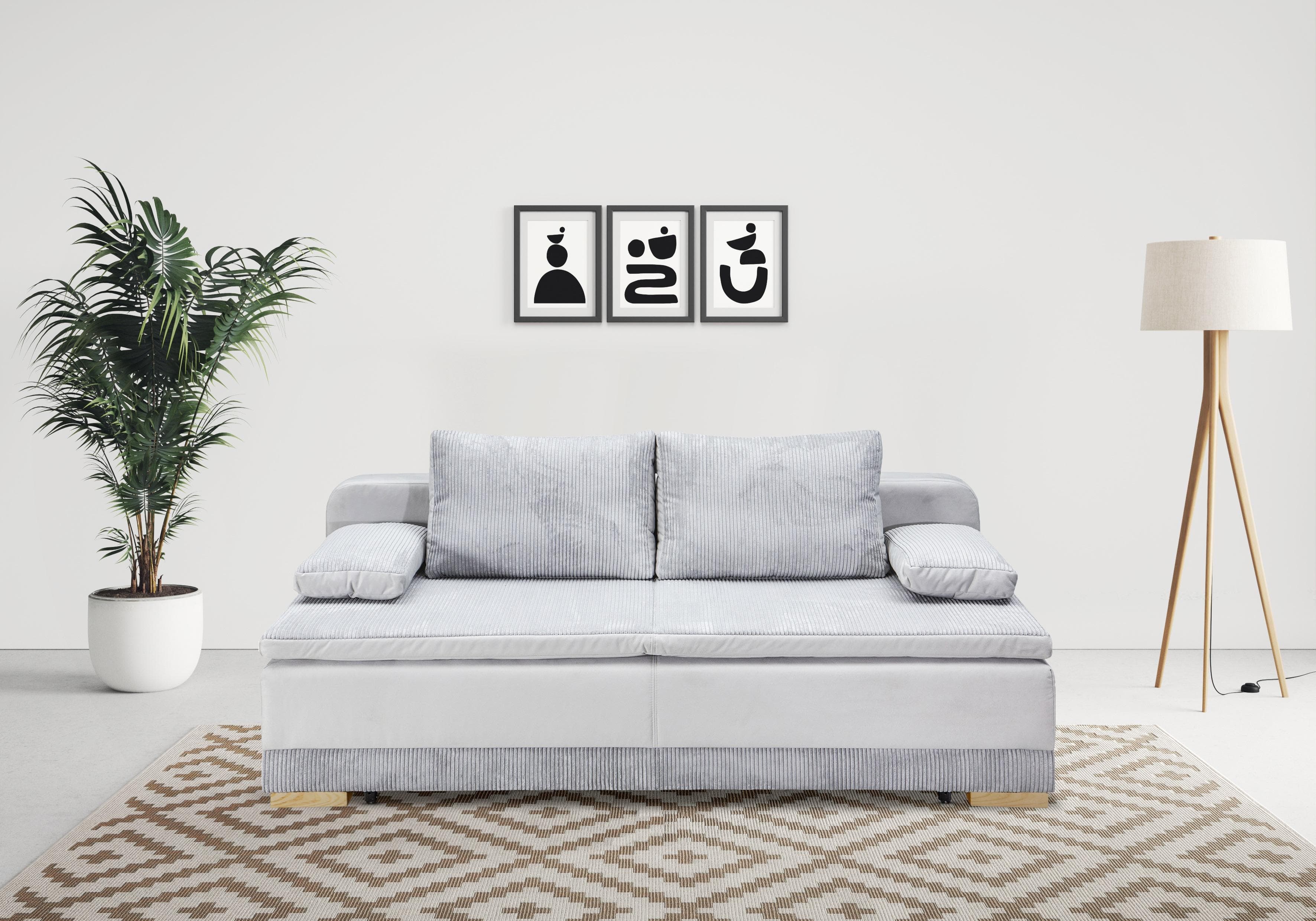 HOME AFFAIRE Schlafsofa Ben Hellgrau Boxspring Bettkasten