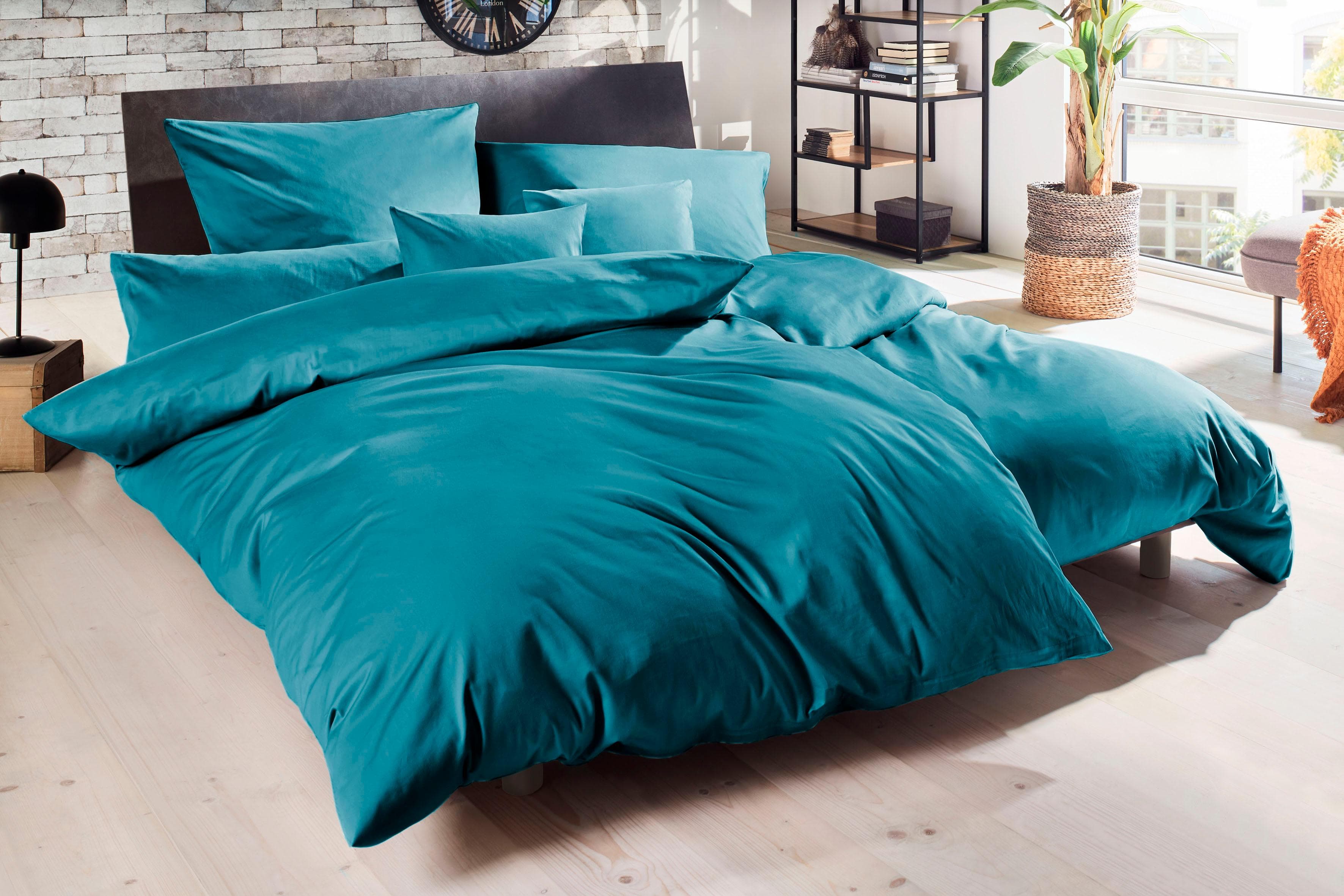 PRIMERA Luxus-Satin Bettwäsche Set 135x200 cm Smaragdgrün