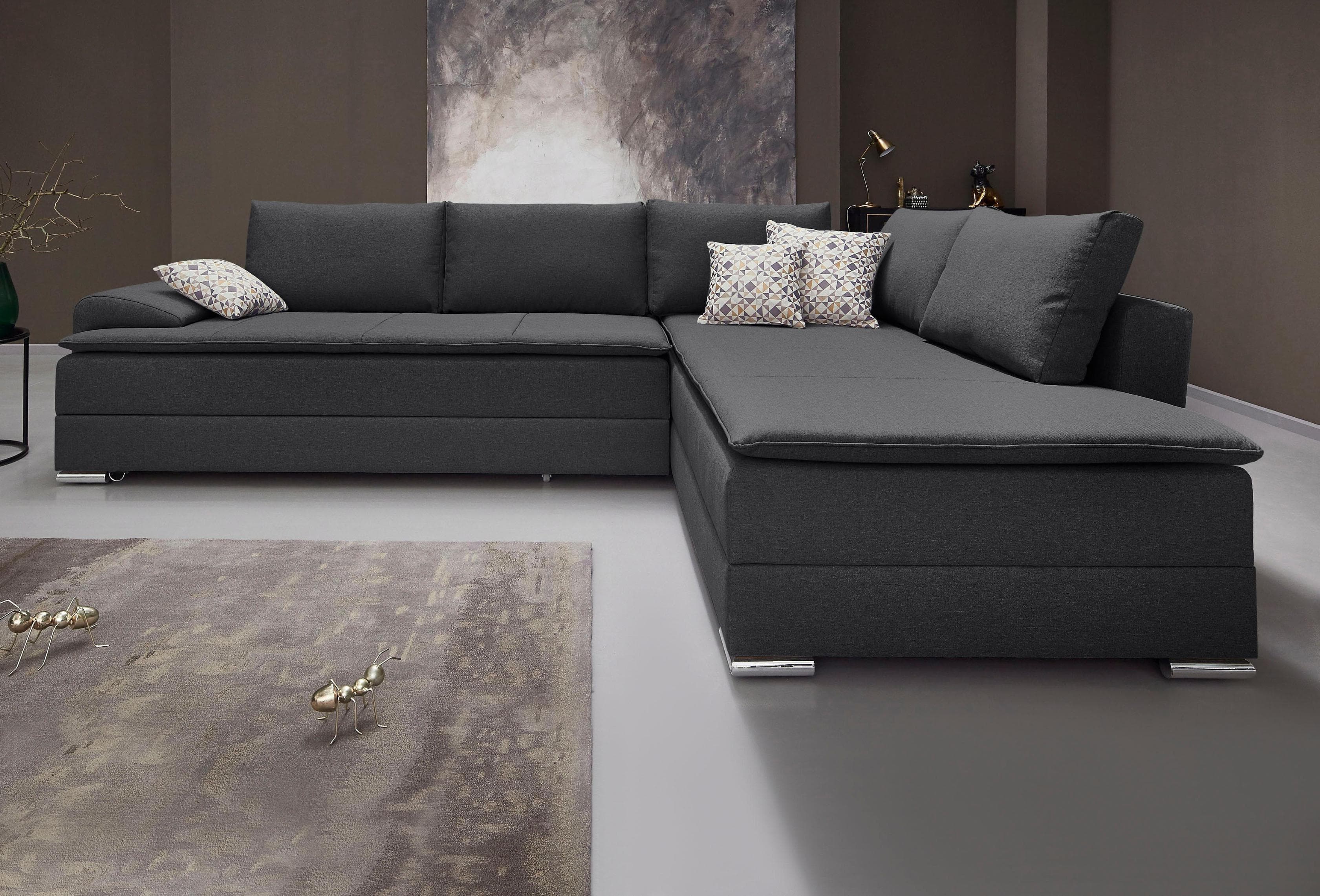 HOME AFFAIRE Ecksofa Night & Day L-Form Anthrazit mit Bettfunktion