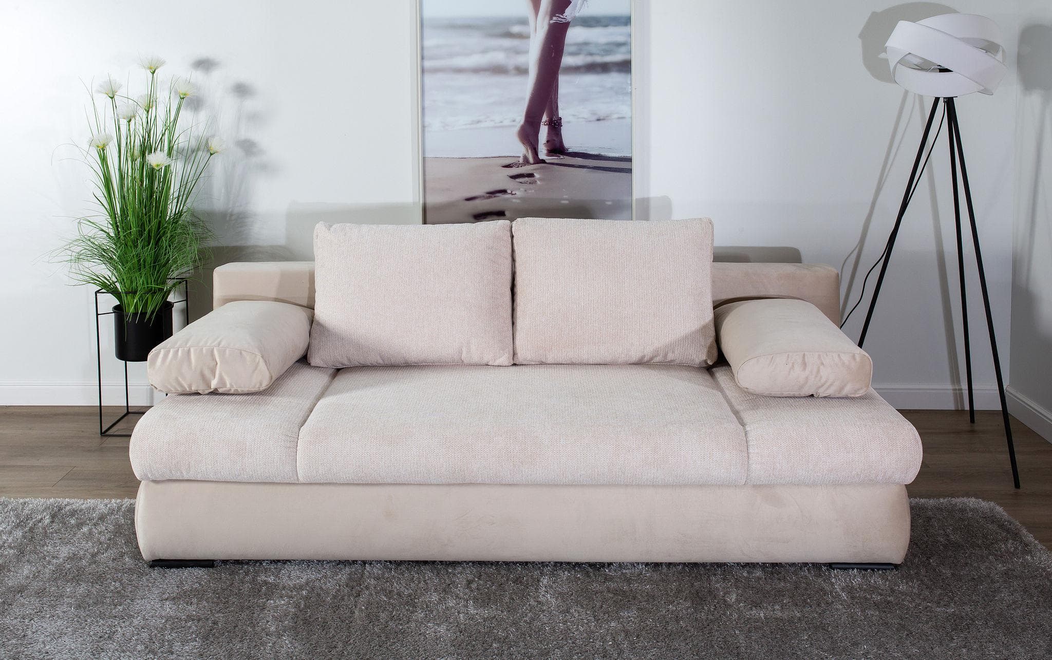 COLLECTION AB Schlafsofa Chicago Beige mit Bettkasten