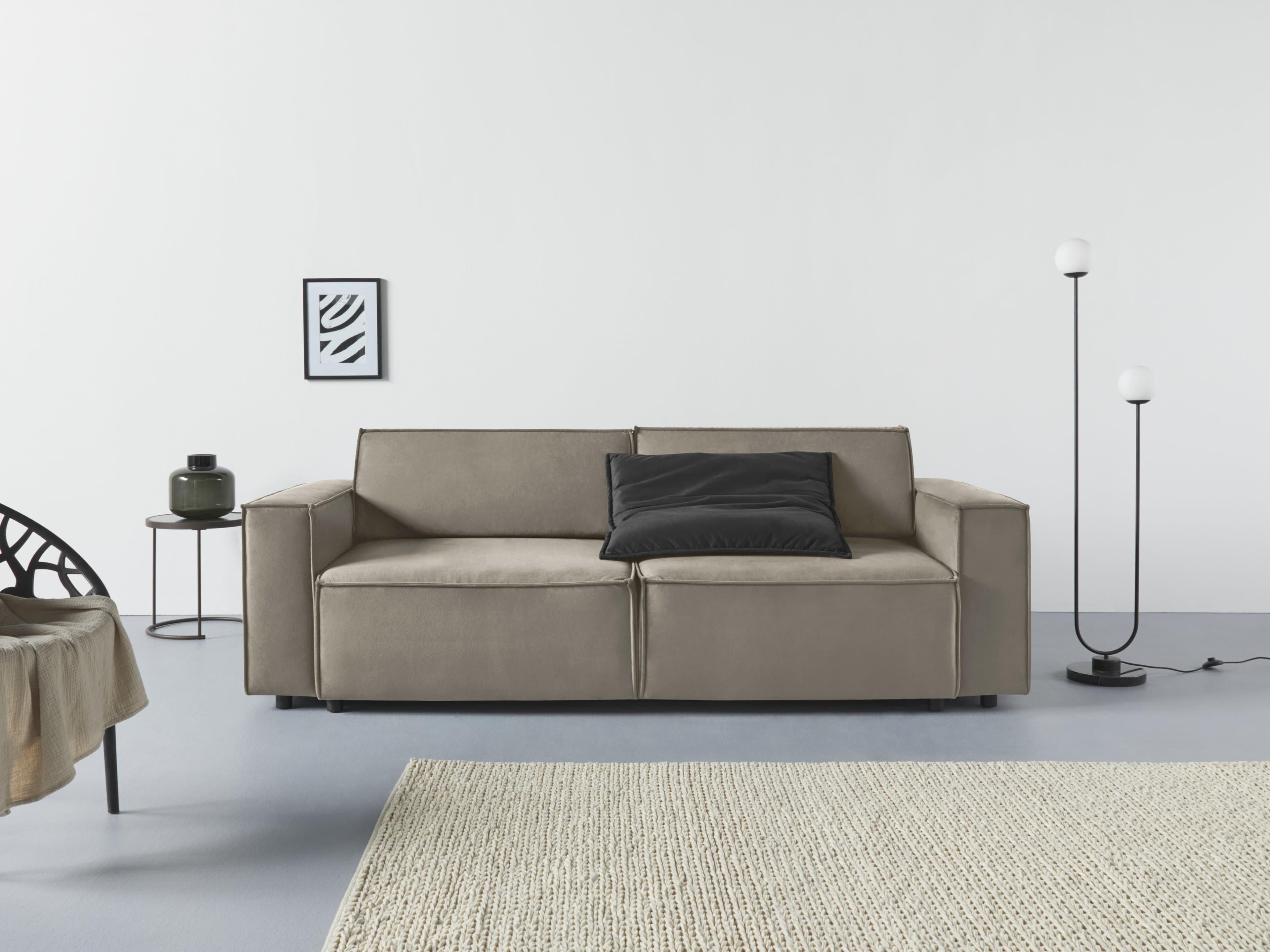 HOME AFFAIRE Schlafsofa Marva Taupe/Beige mit Bettfunktion und Bettkasten