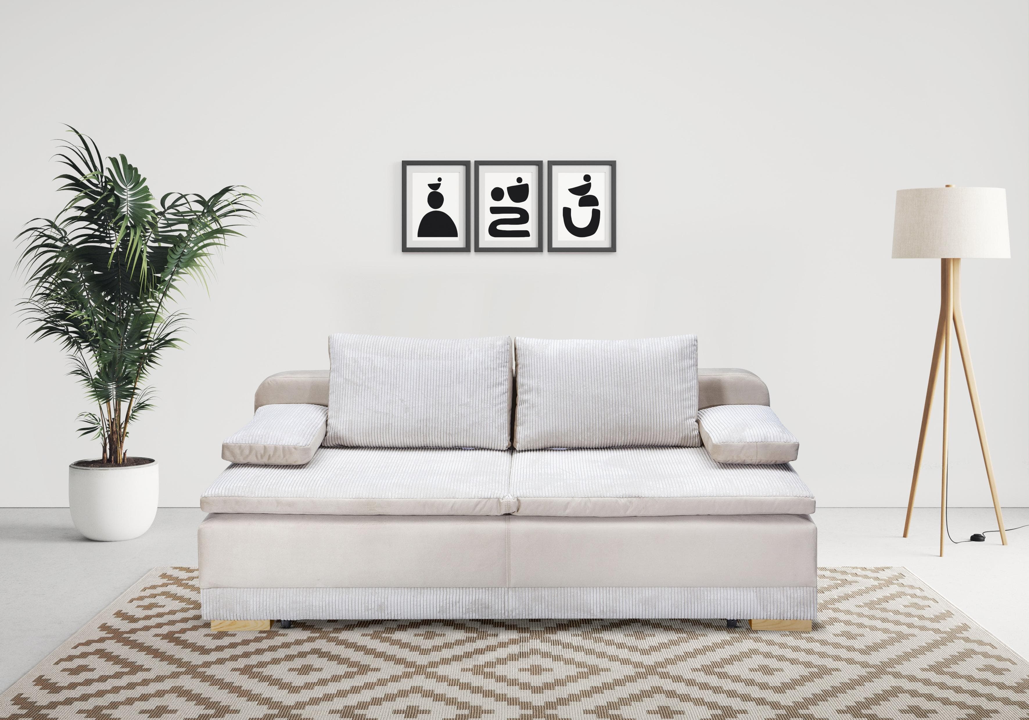 HOME AFFAIRE Schlafsofa Ben Beige mit Boxspringaufbau & Bettkasten