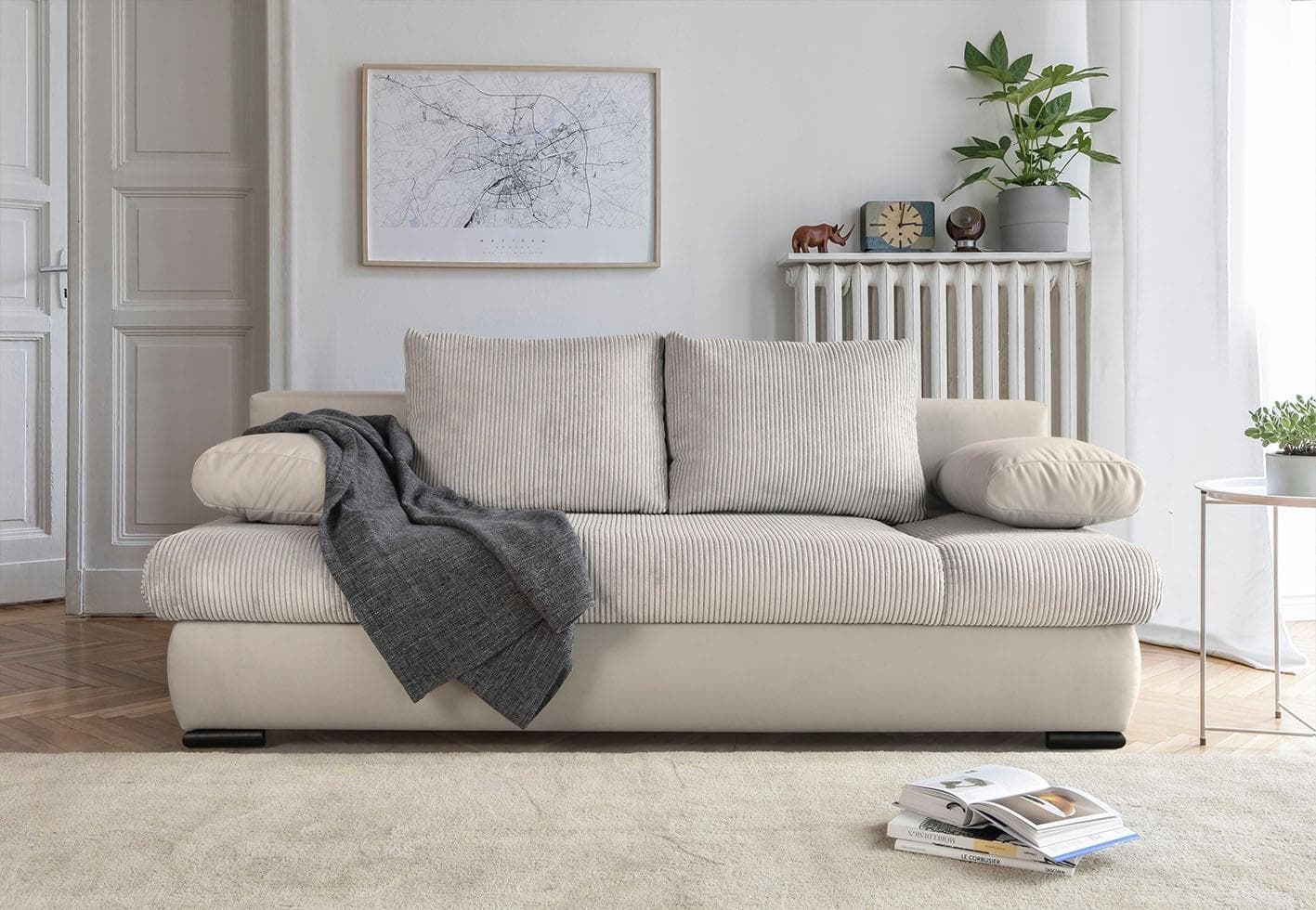 Schlafsofa COLLECTION AB Chicago Beige mit Bettkasten & Federkern