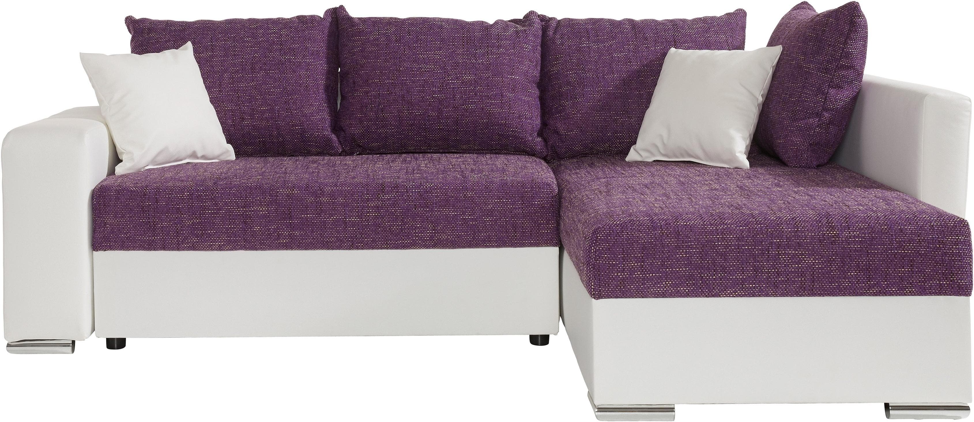 Ecksofa COLLECTION AB John L-Form Lila Weiß mit Bettfunktion
