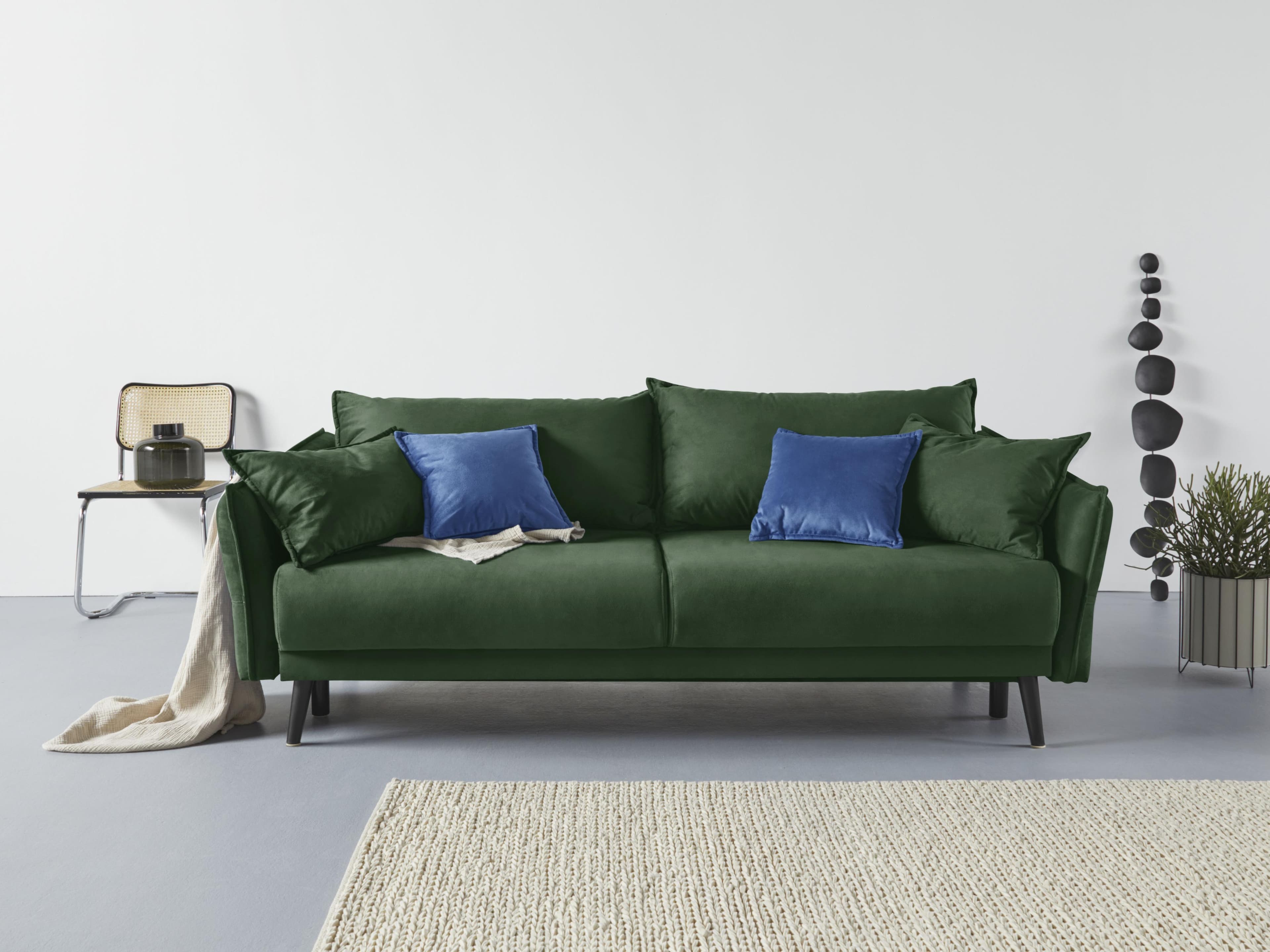 Schlafsofa COLLECTION AB Asra Grün mit Bettfunktion und Bettkasten