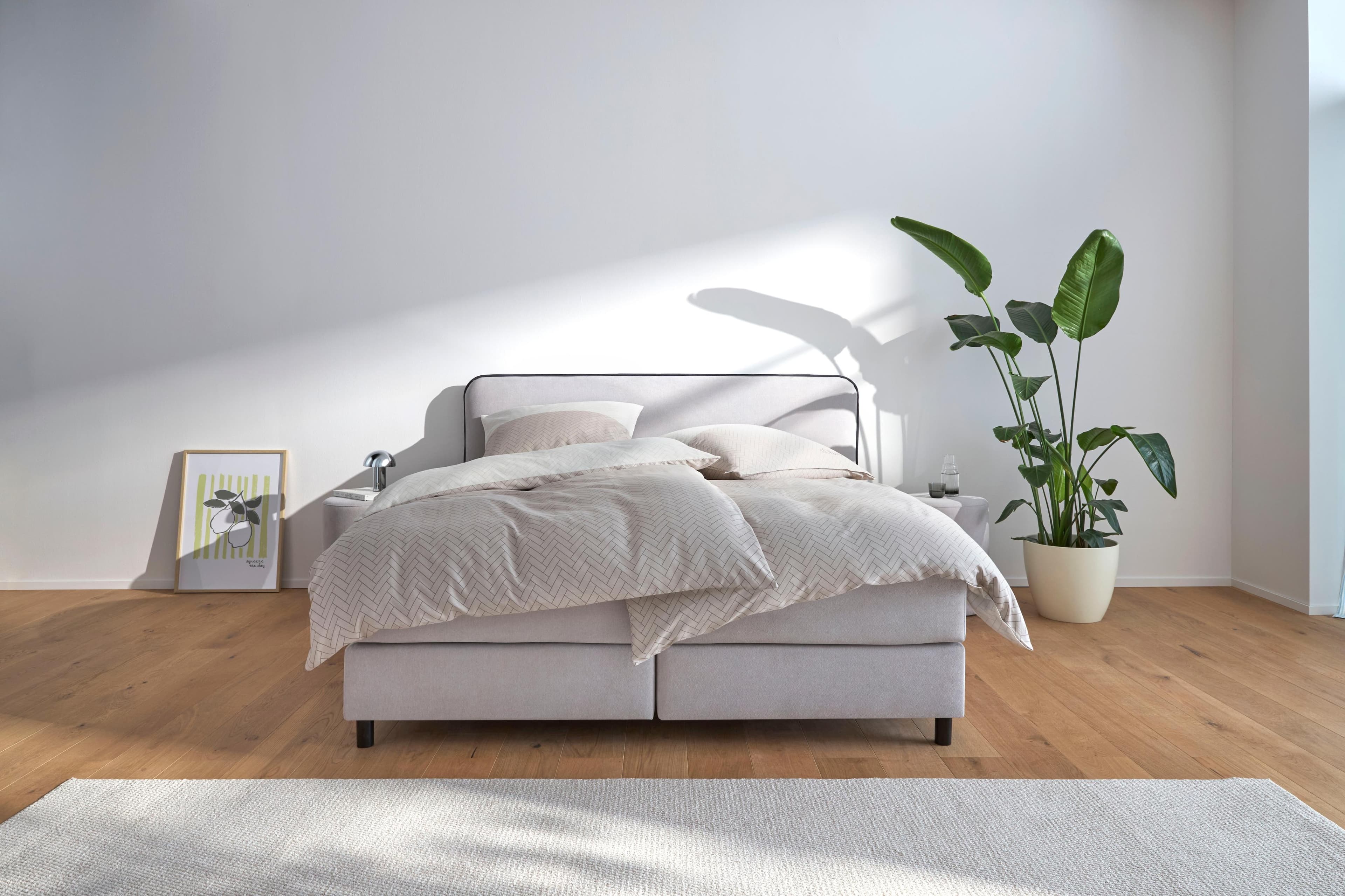 s.Oliver Polsterhocker rund Beige/Weiß Microfaser