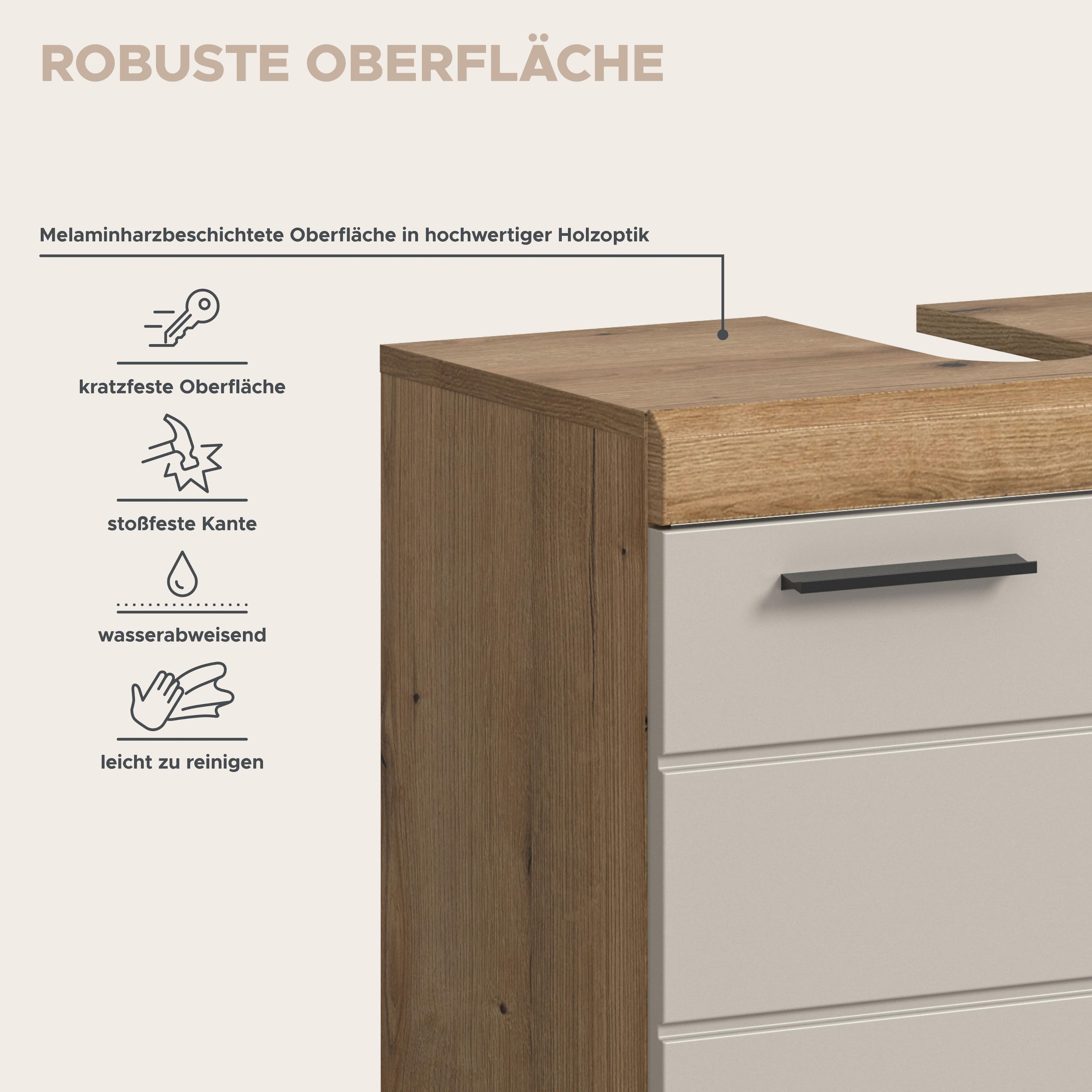 WELLTIME Badmöbel-Set Siena 4-teilig Evoke Oak Nachbildung Kaschmir Matt