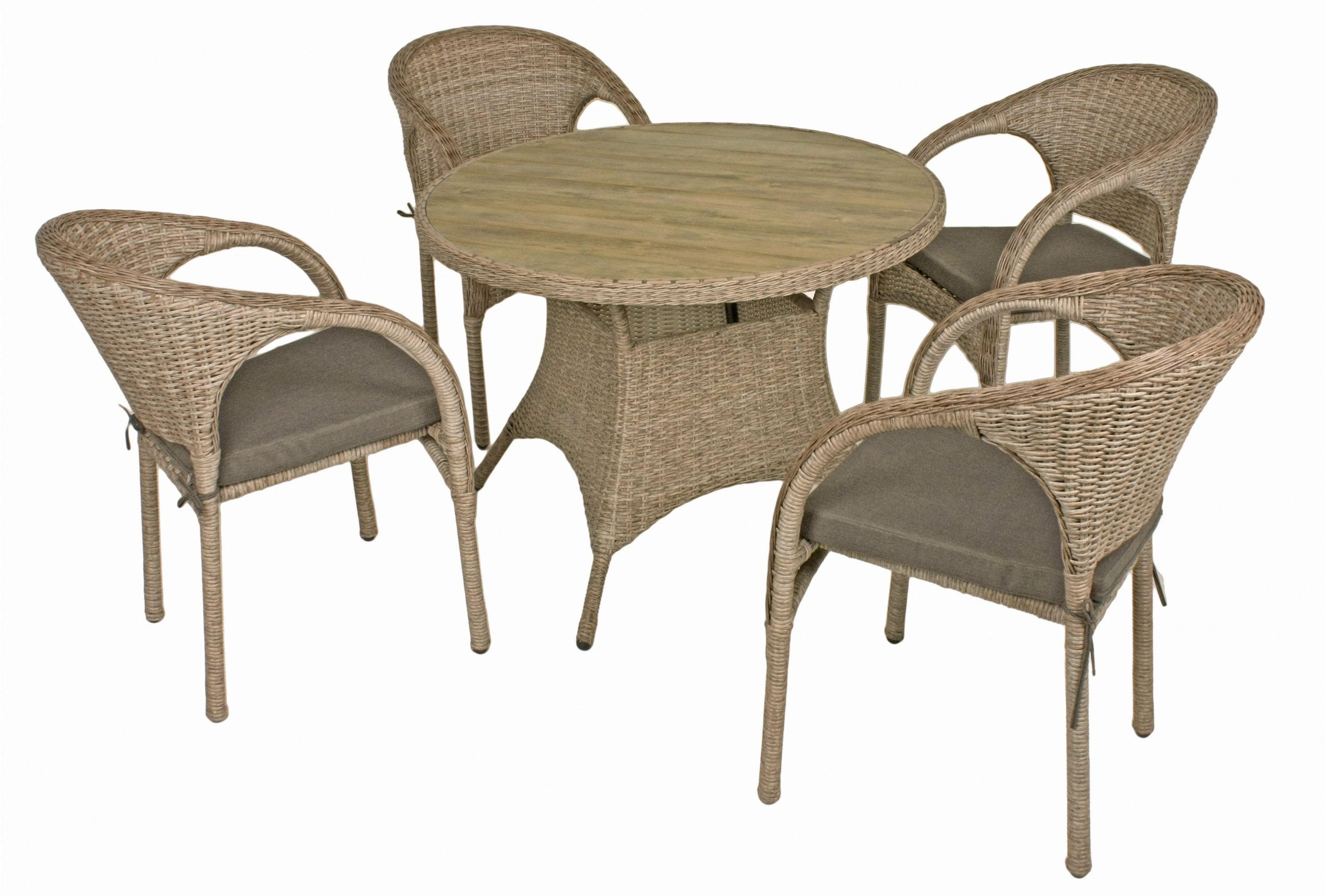 Garden Pleasure Garten-Essgruppe BASTIA 6-tlg. Schwarz/Ingwerbraun Aluminium