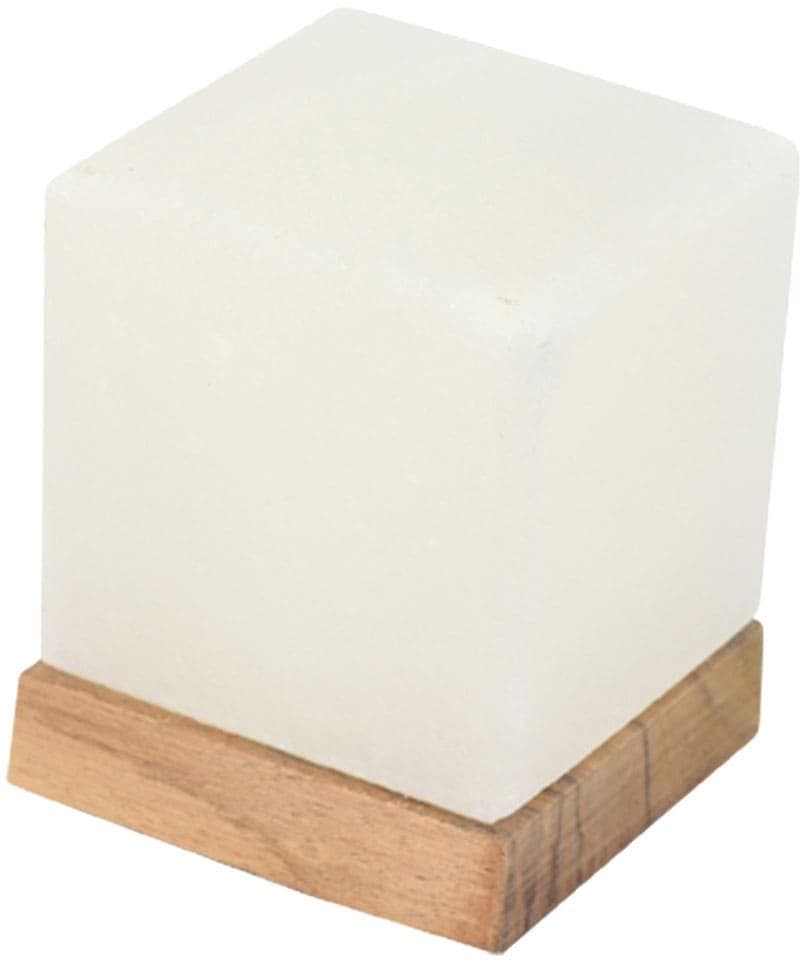 HIMALAYA SALT DREAMS Salzkristall-Tischlampe USB-Kubus Weiß