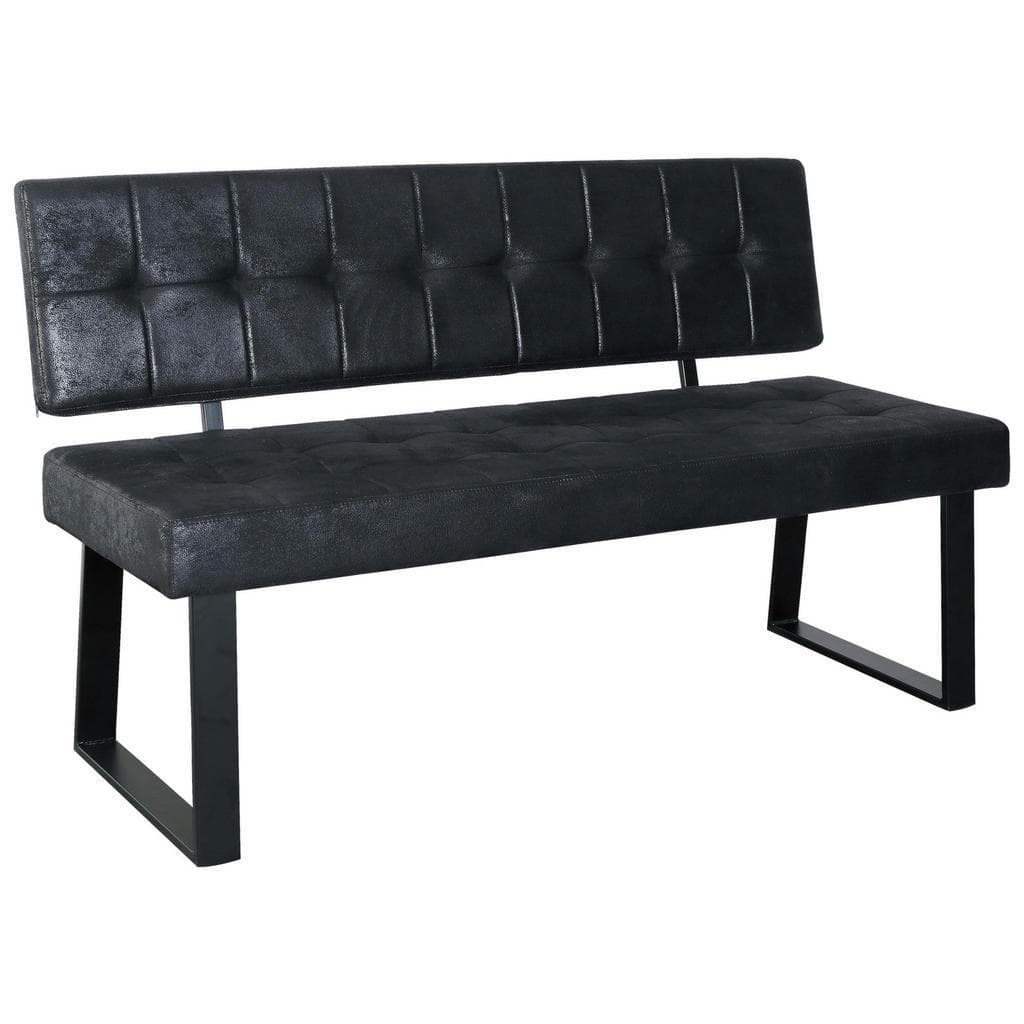 Mid.you Sitzbank Schwarz Metall Textil 2-Sitzer