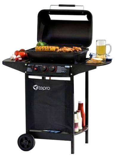 Tepro Gasgrill "Irvine" Schwarz mit Lavasteinen und Seitenablagen