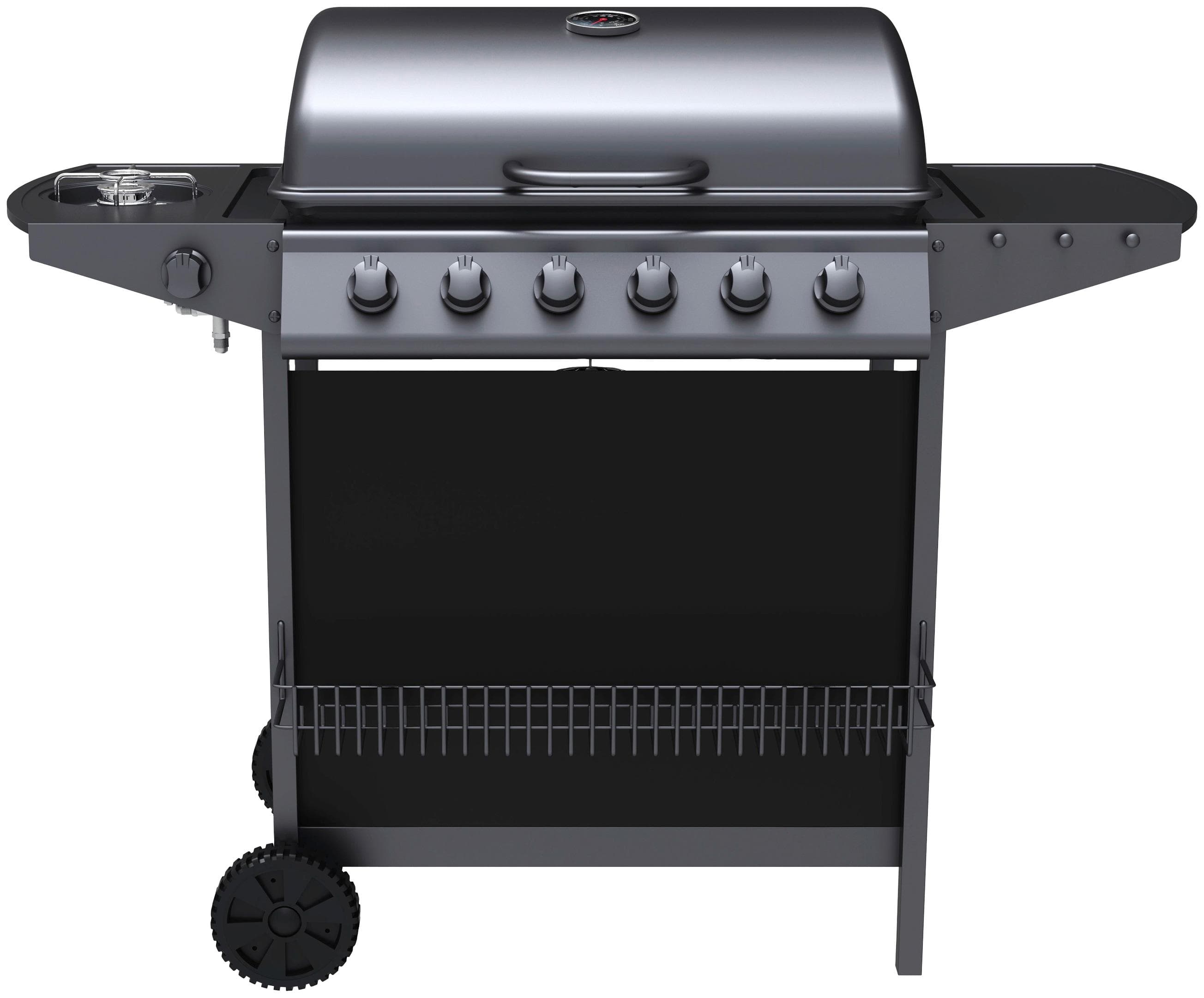 Tepro Hampton 6 Gasgrill Schwarz mit 6 Brennern und Seitenablagen