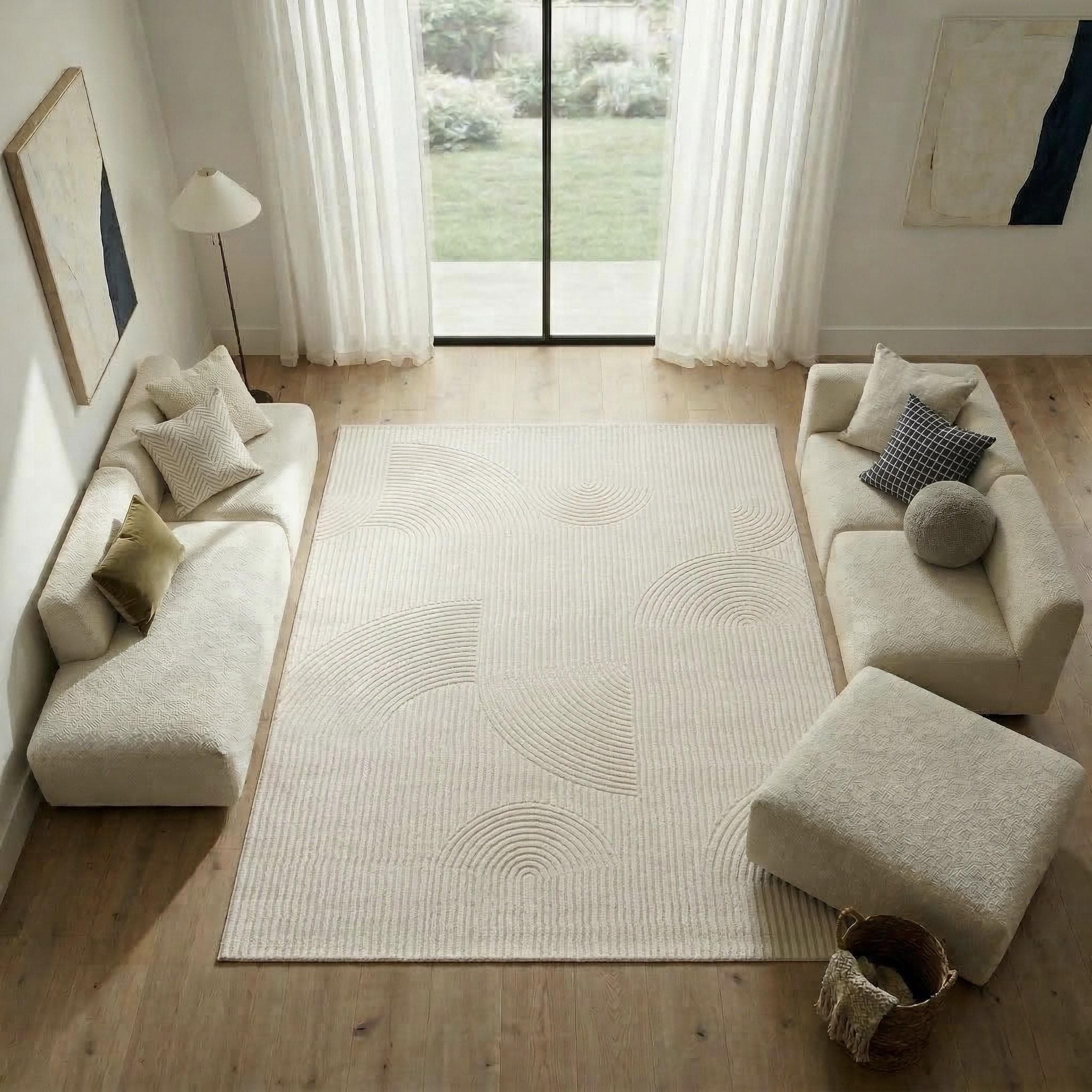 SEHRAZAT Teppich Läufer Creme Polyester Polypropylen