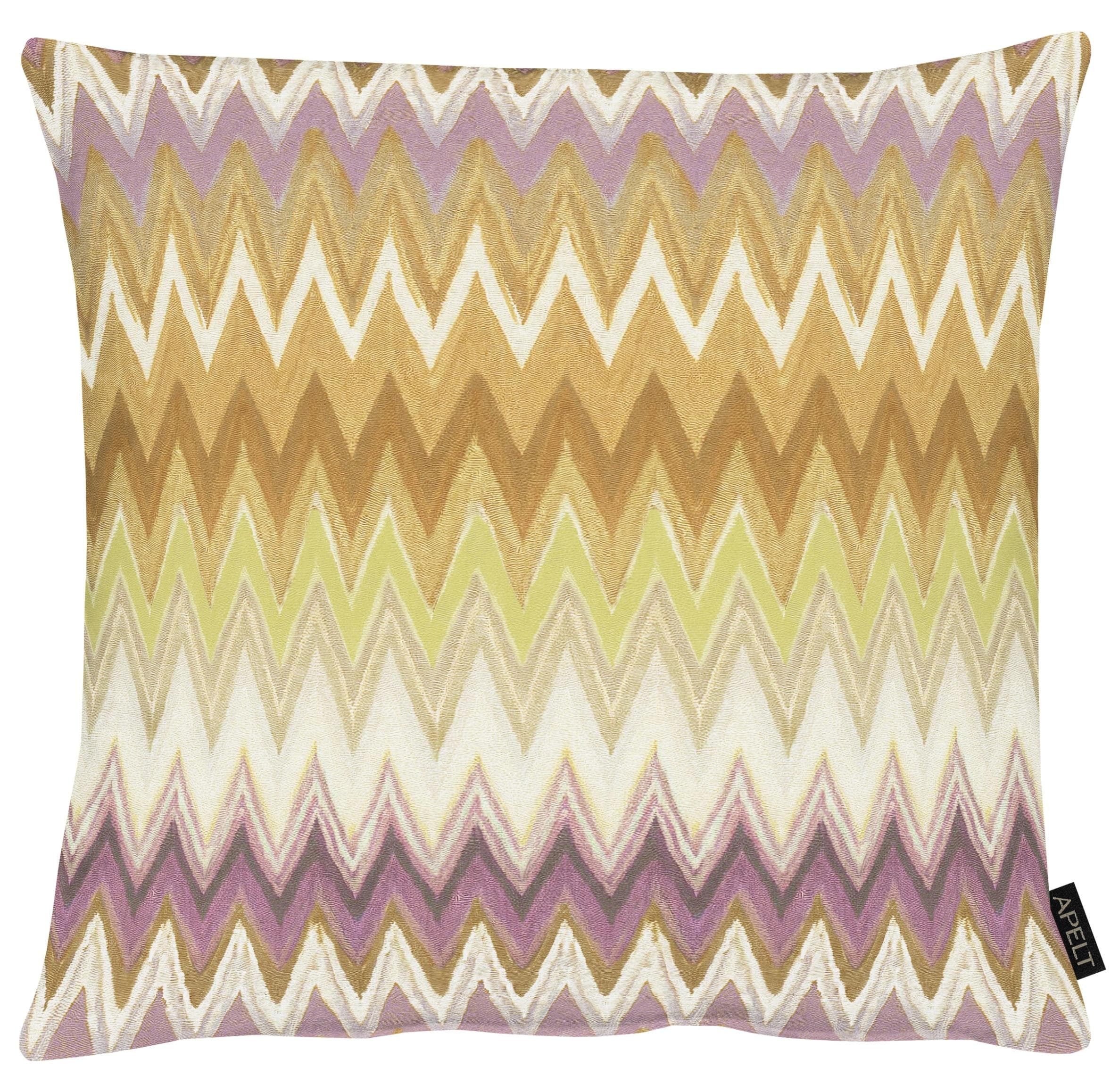 APELT Dekokissen Zigzag Gelb Orange Natur Mauve Baumwolle