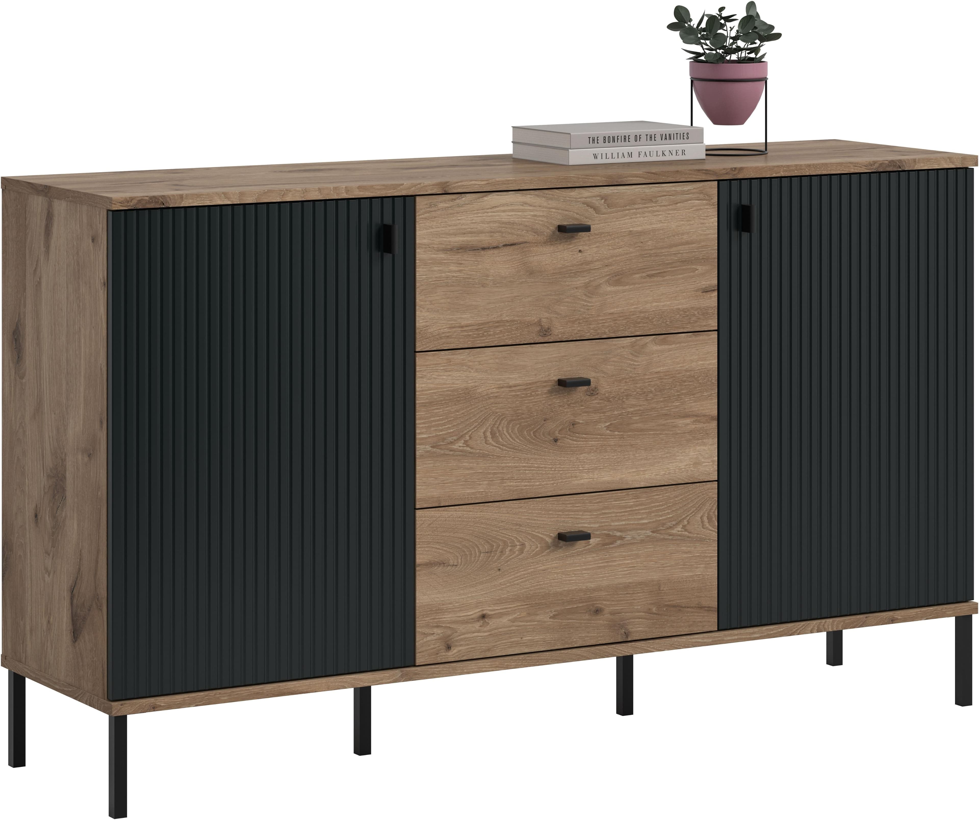 INOSIGN Sideboard TREVERK Schwarz Nox Oak Nachbildung